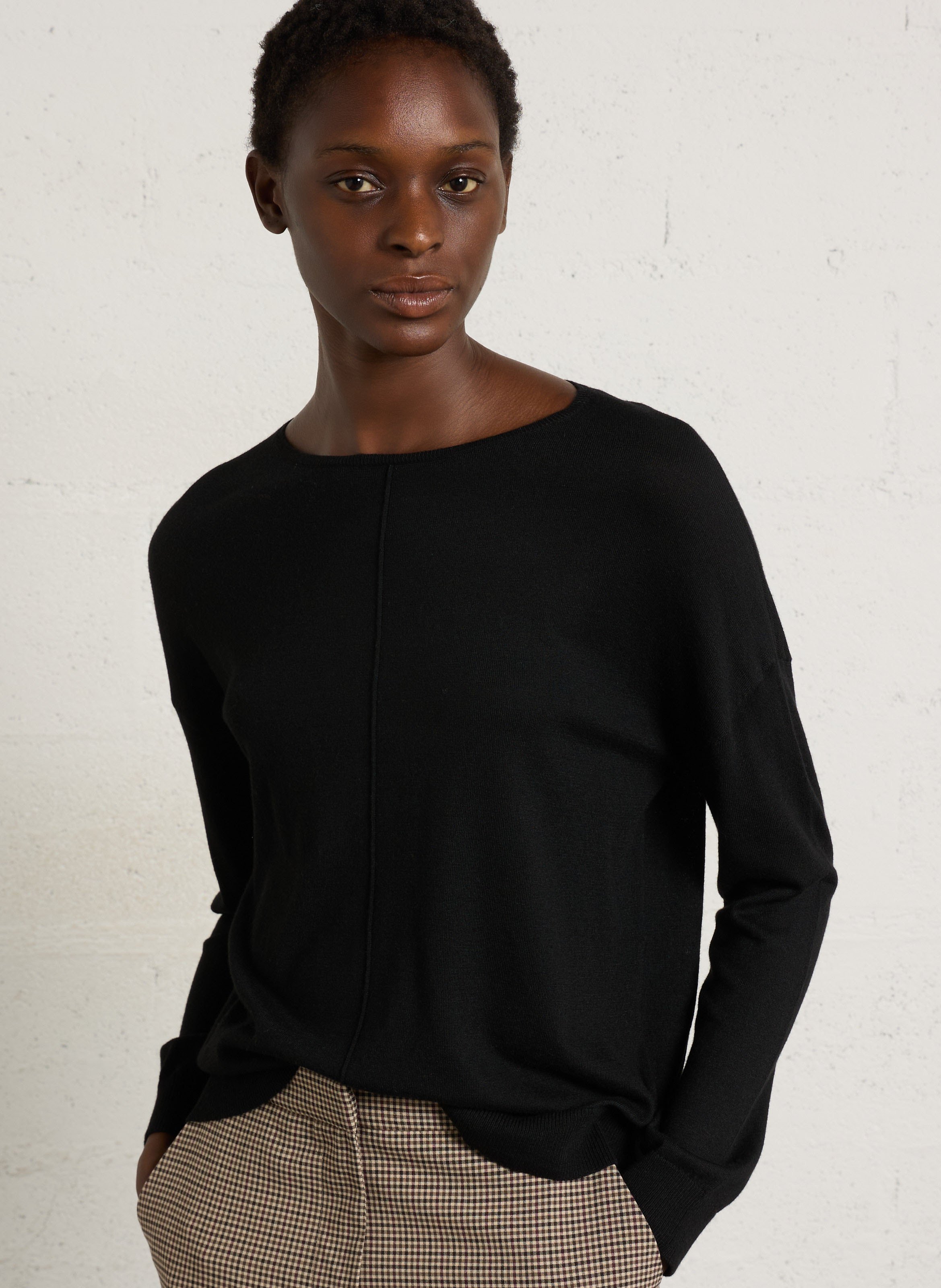 Bootneck Pullover mit langen Ärmeln in Uni SUD EXPRESS Schwarz