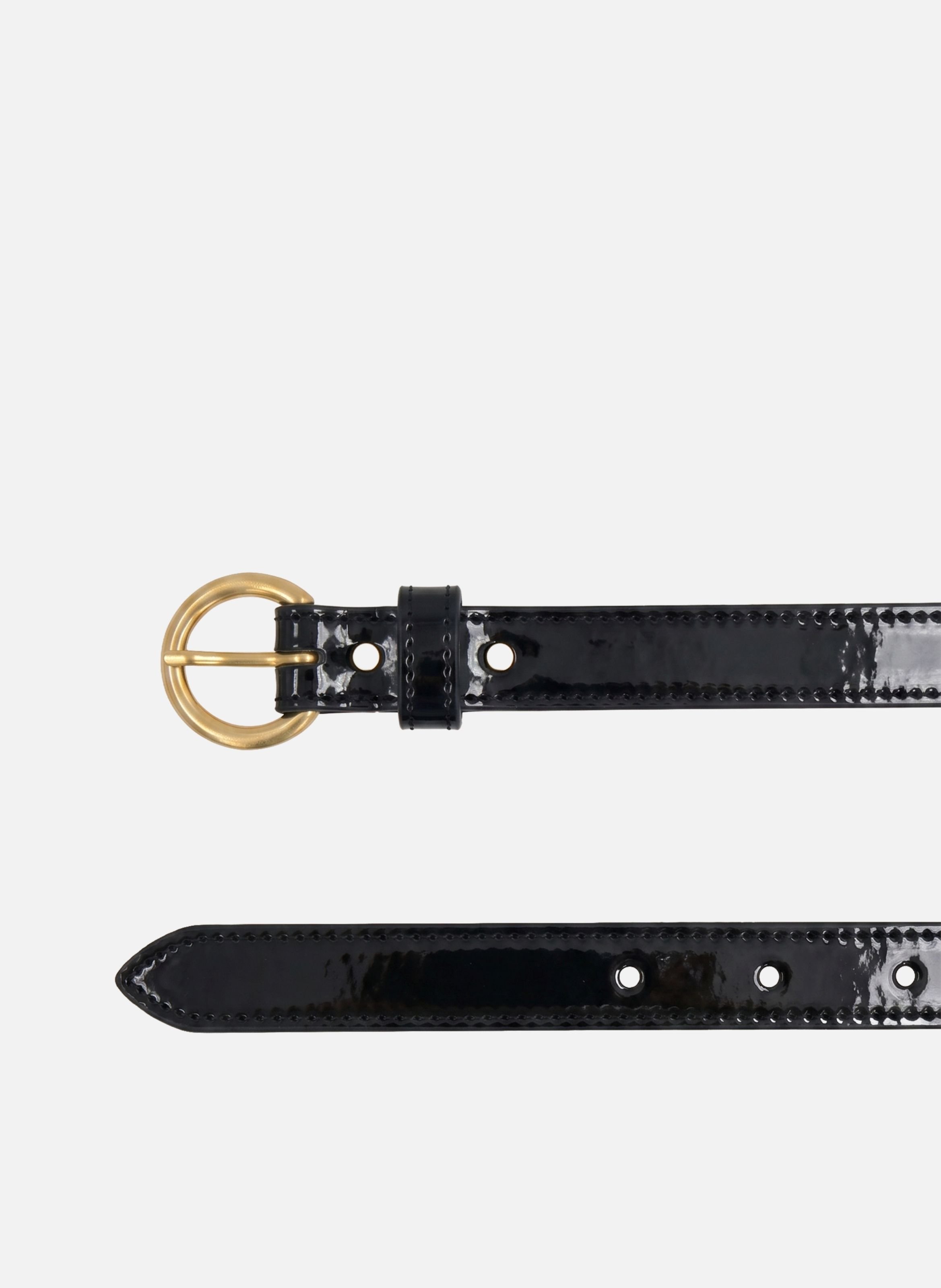 Gold Buckle Patent Leather Belt JULES & JENN Black