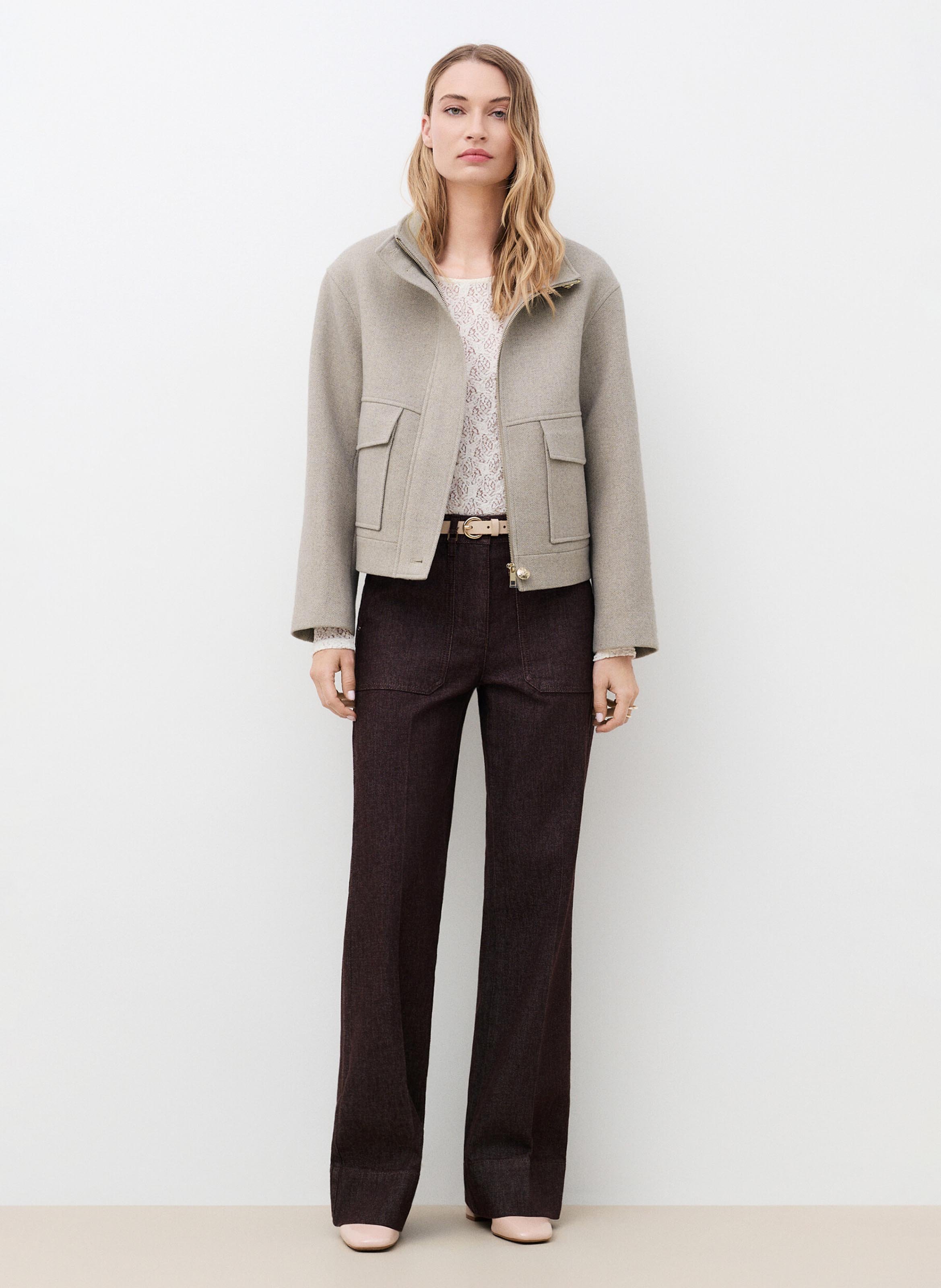 Straight high-neck coat CAROLL Brown