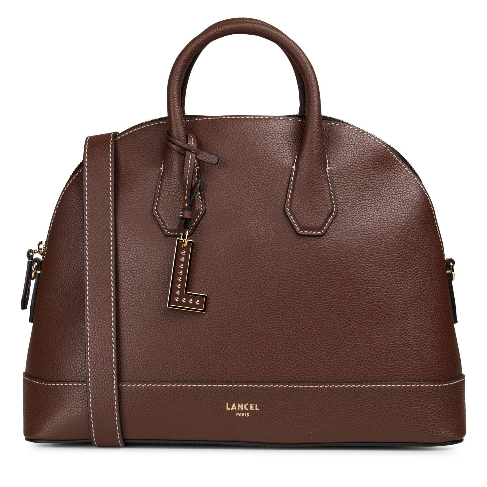 Plain shoulder bag in grained leather LANCEL