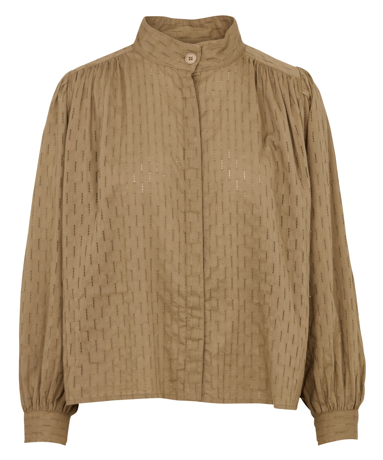 Blouse met opstaande kraag en recht model in katoen BELLEPIECE Beige
