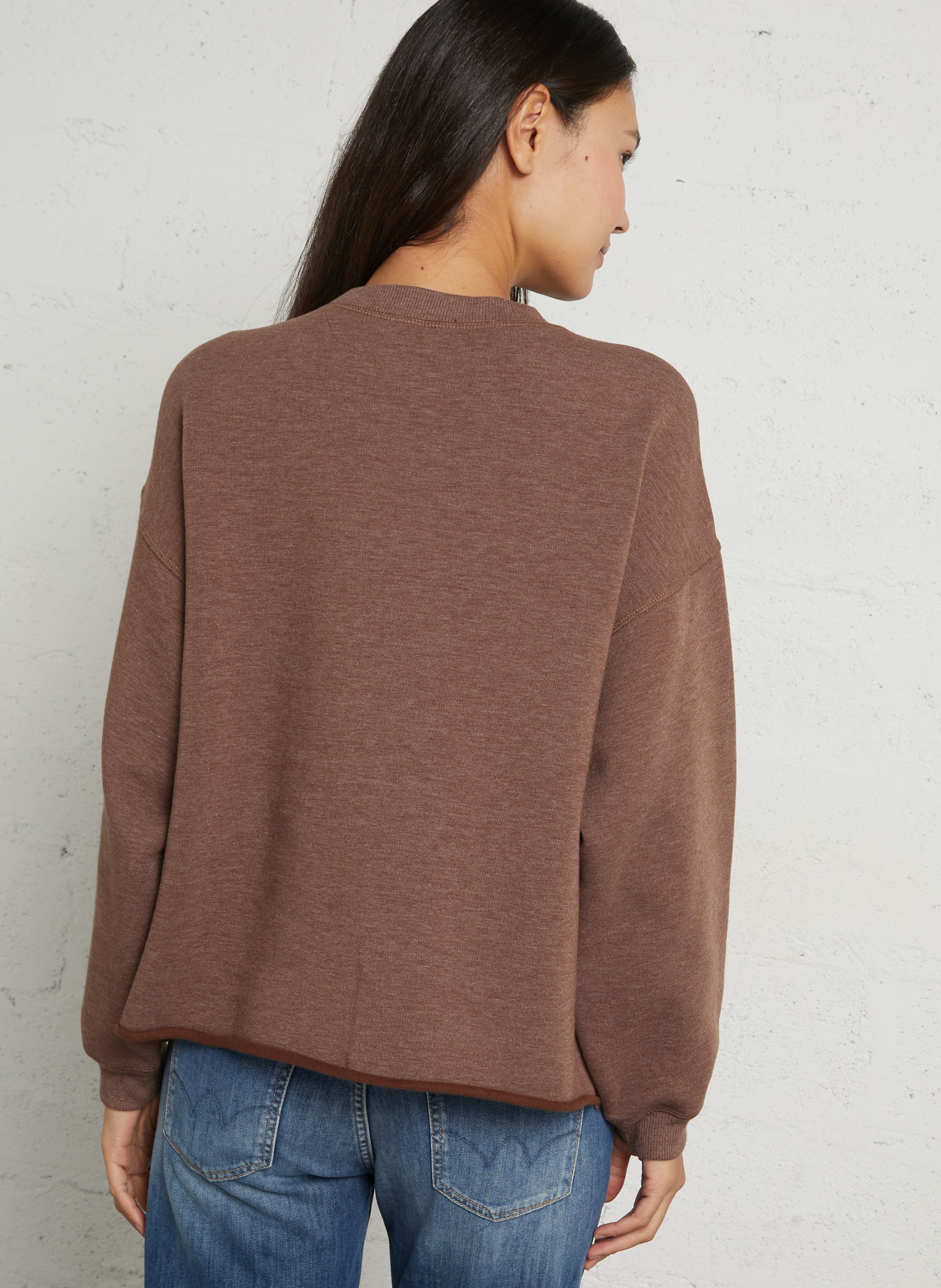 Gestreepte, oversized sweater met ronde hals, katoenblend HOD PARIS Bruin