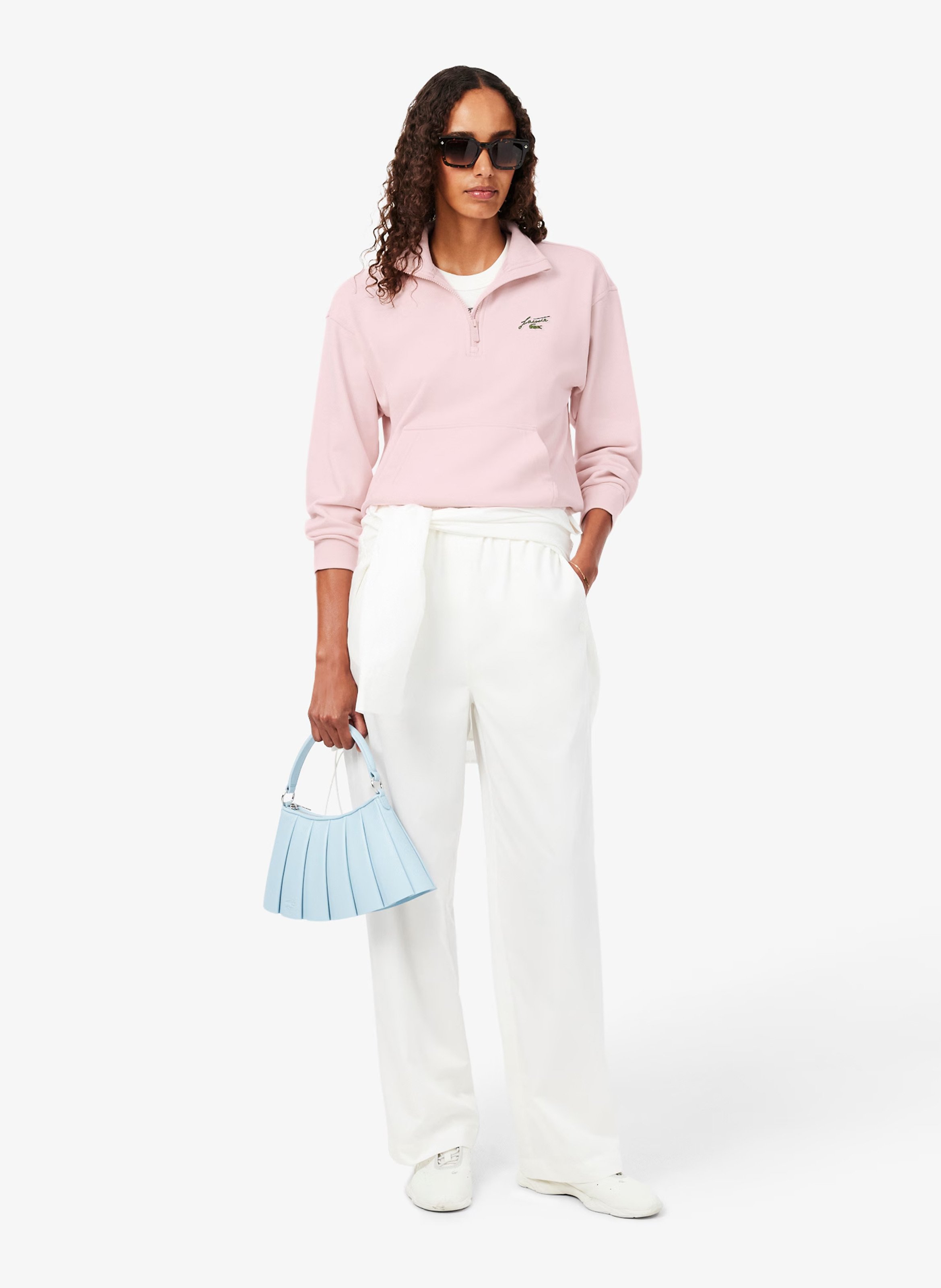 Straight high-neck zipped sweatshirt LACOSTE Pink