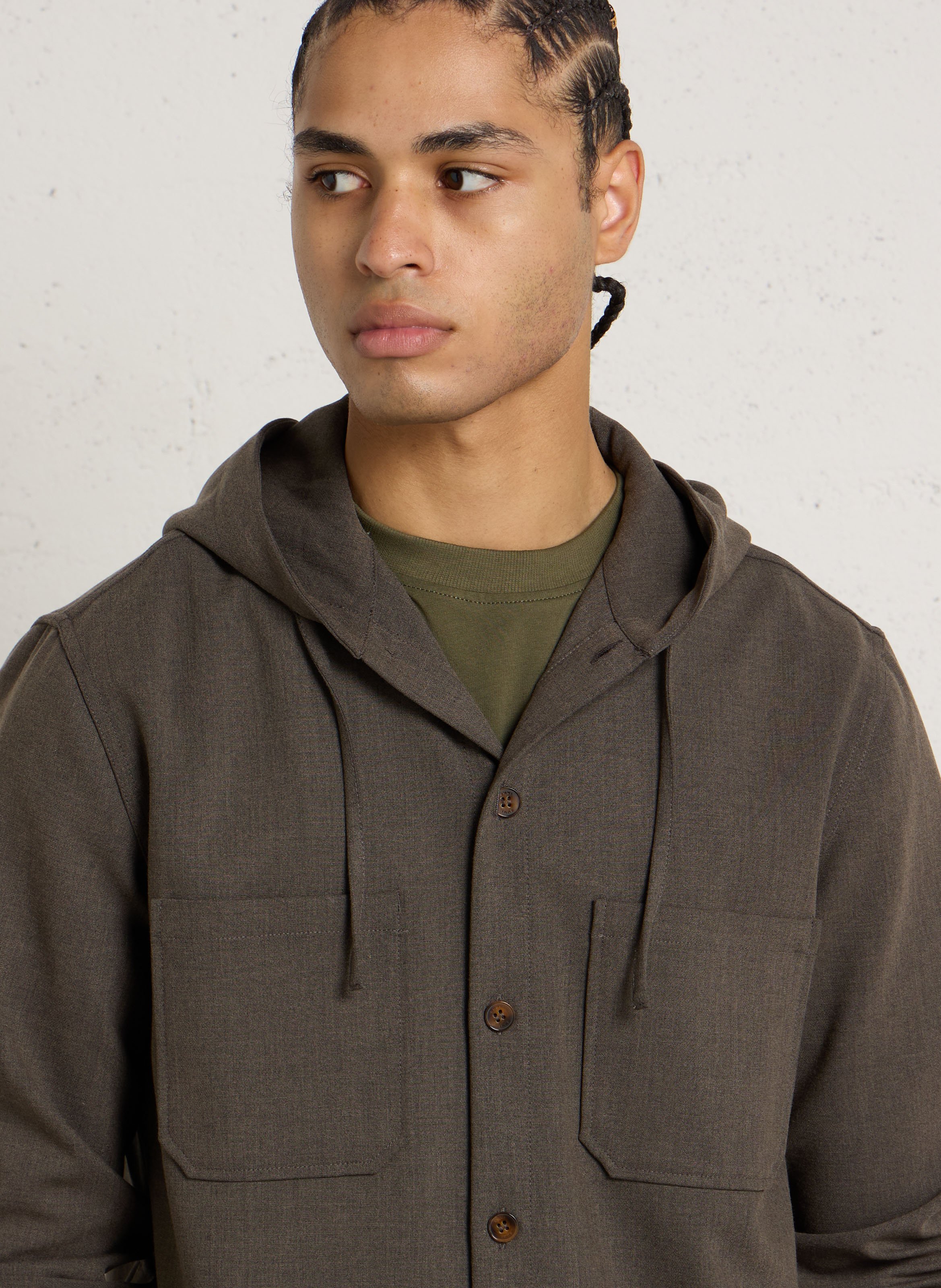 Oversize-Hemdjacke mit Kapuze IKKS Braun