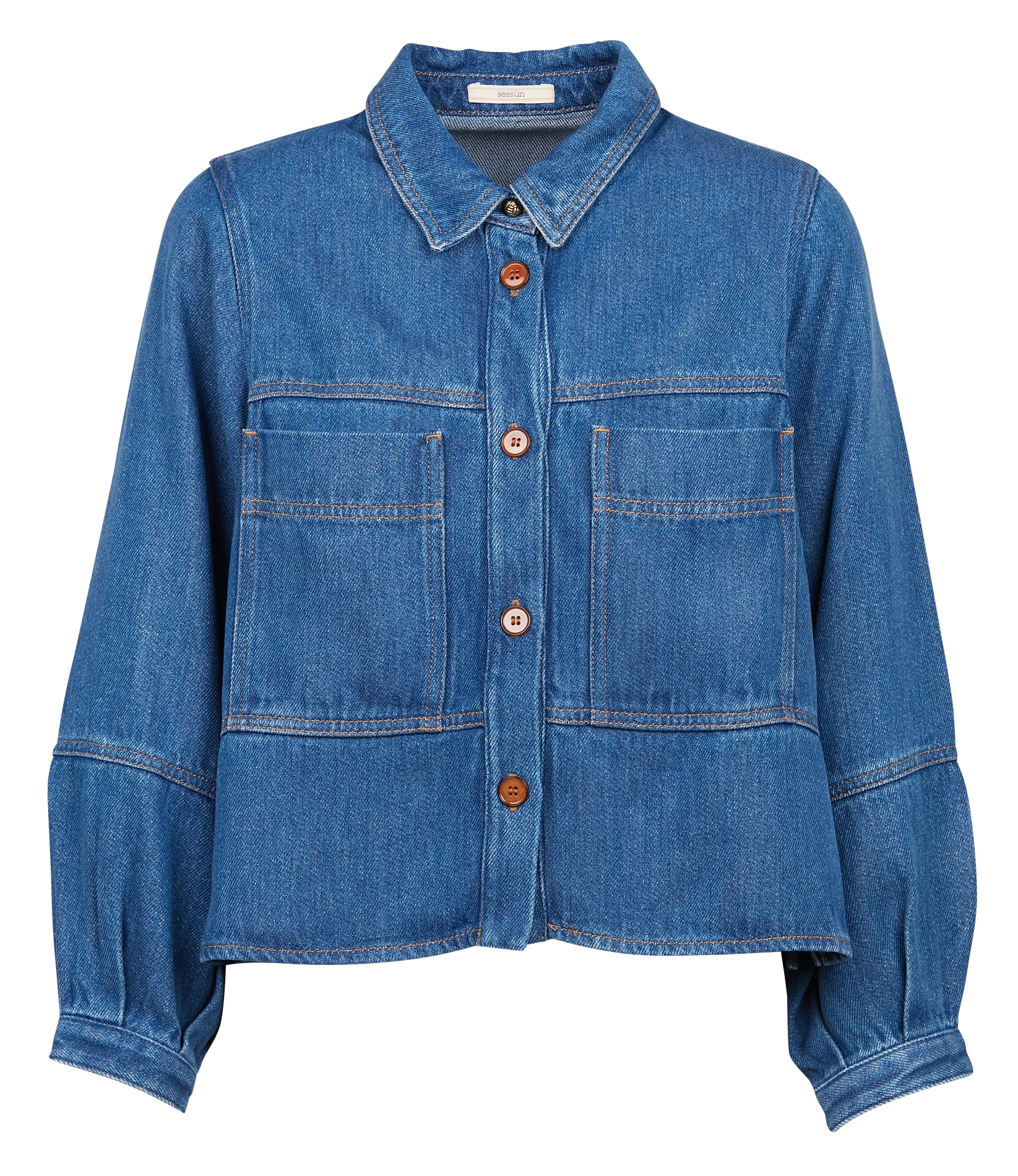 Denim jacket with classic collar SESSUN Blue