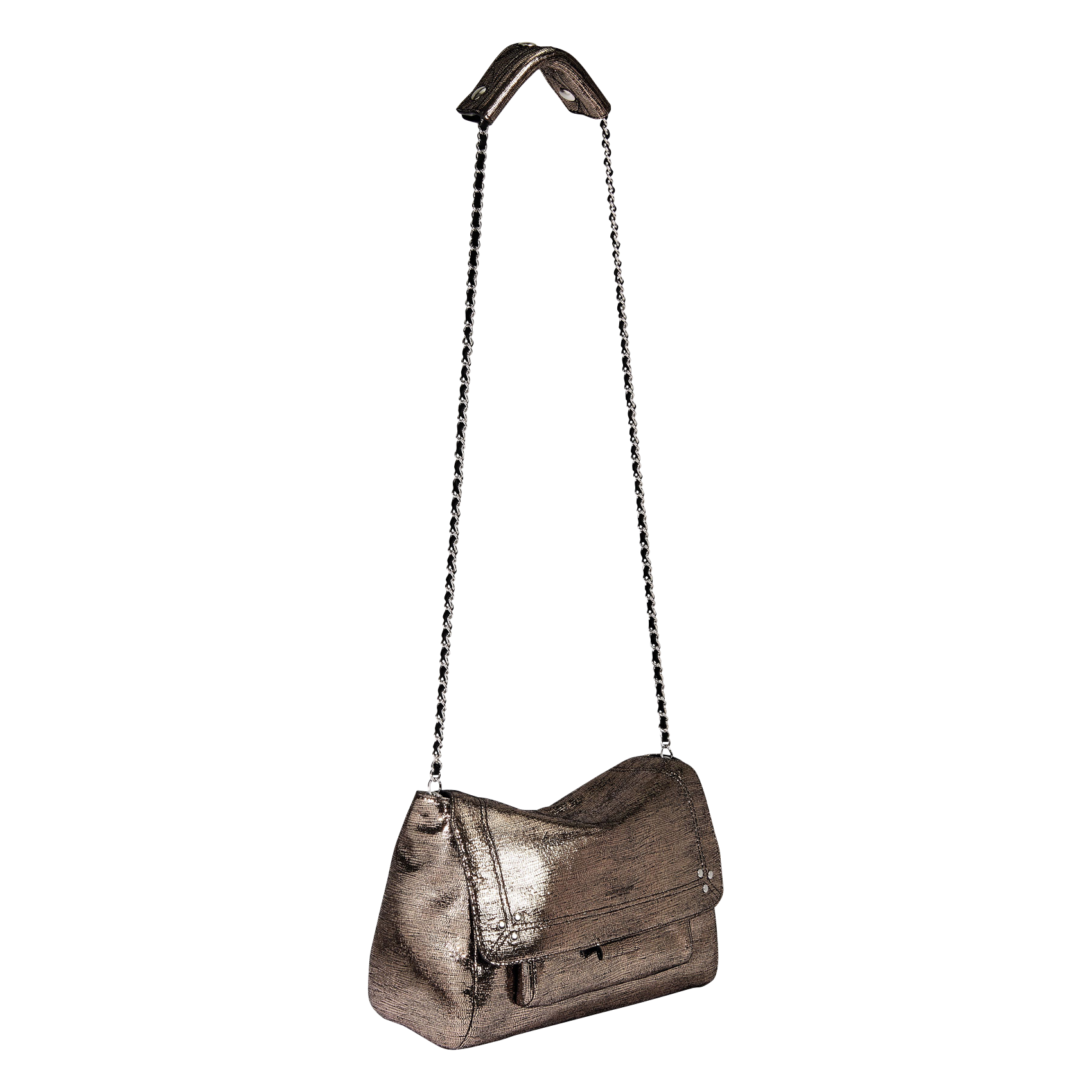 Leather messenger bag JEROME DREYFUSS Silver