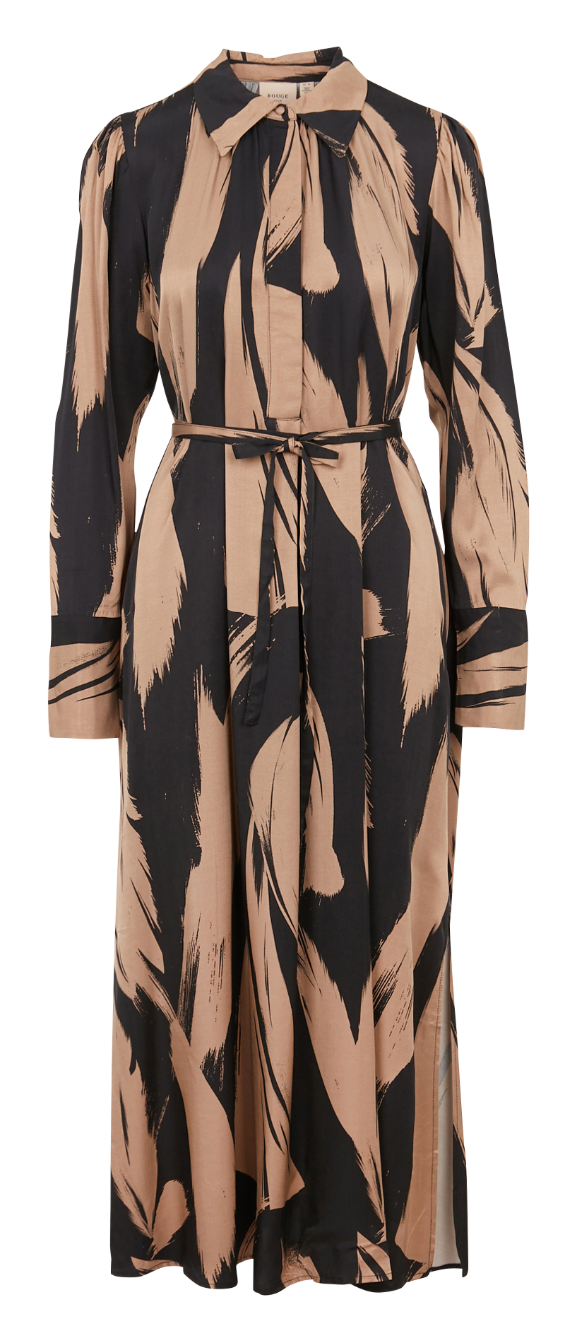 Long printed dress with classic collar VILA Black