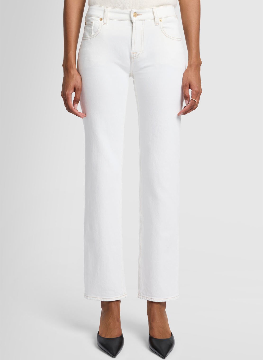 Cotton-blend straight jeans White 7 For All Mankind - Women