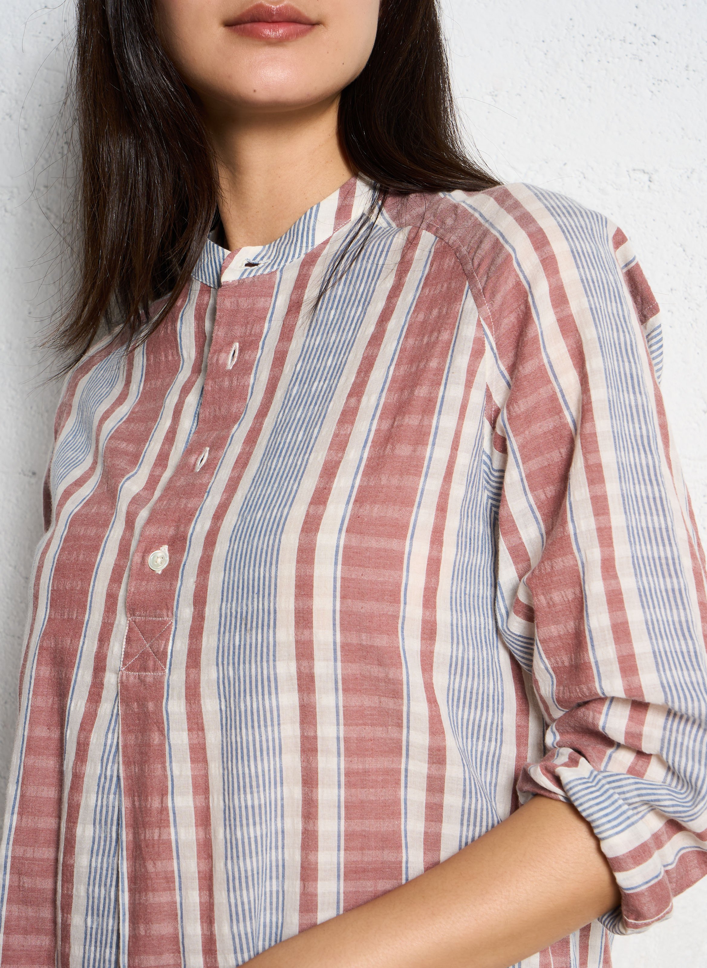 Long striped cotton dress V DE VINSTER Brown