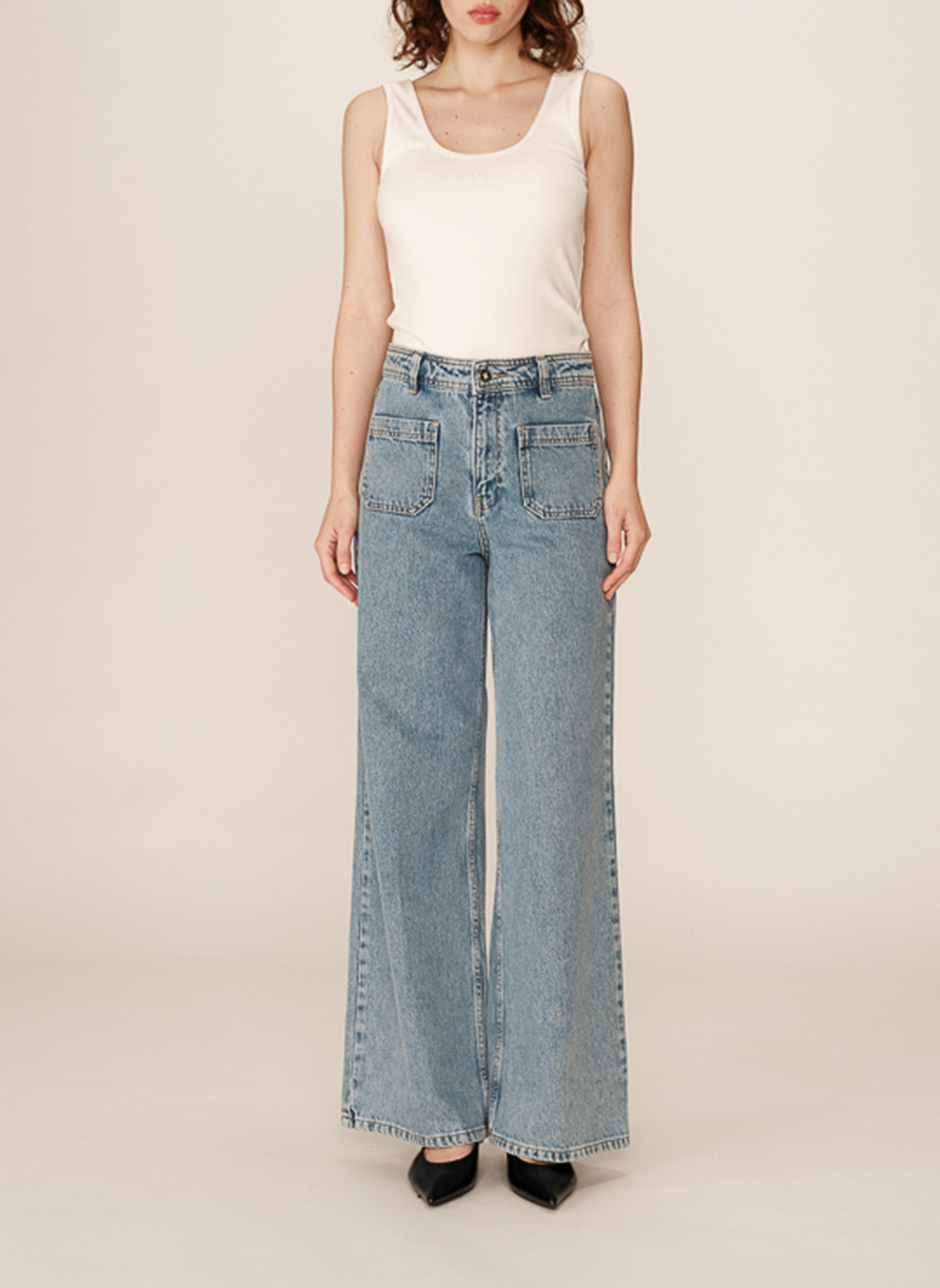 Rechte broek met wijde pijpen GRACE ET MILA Blauw
