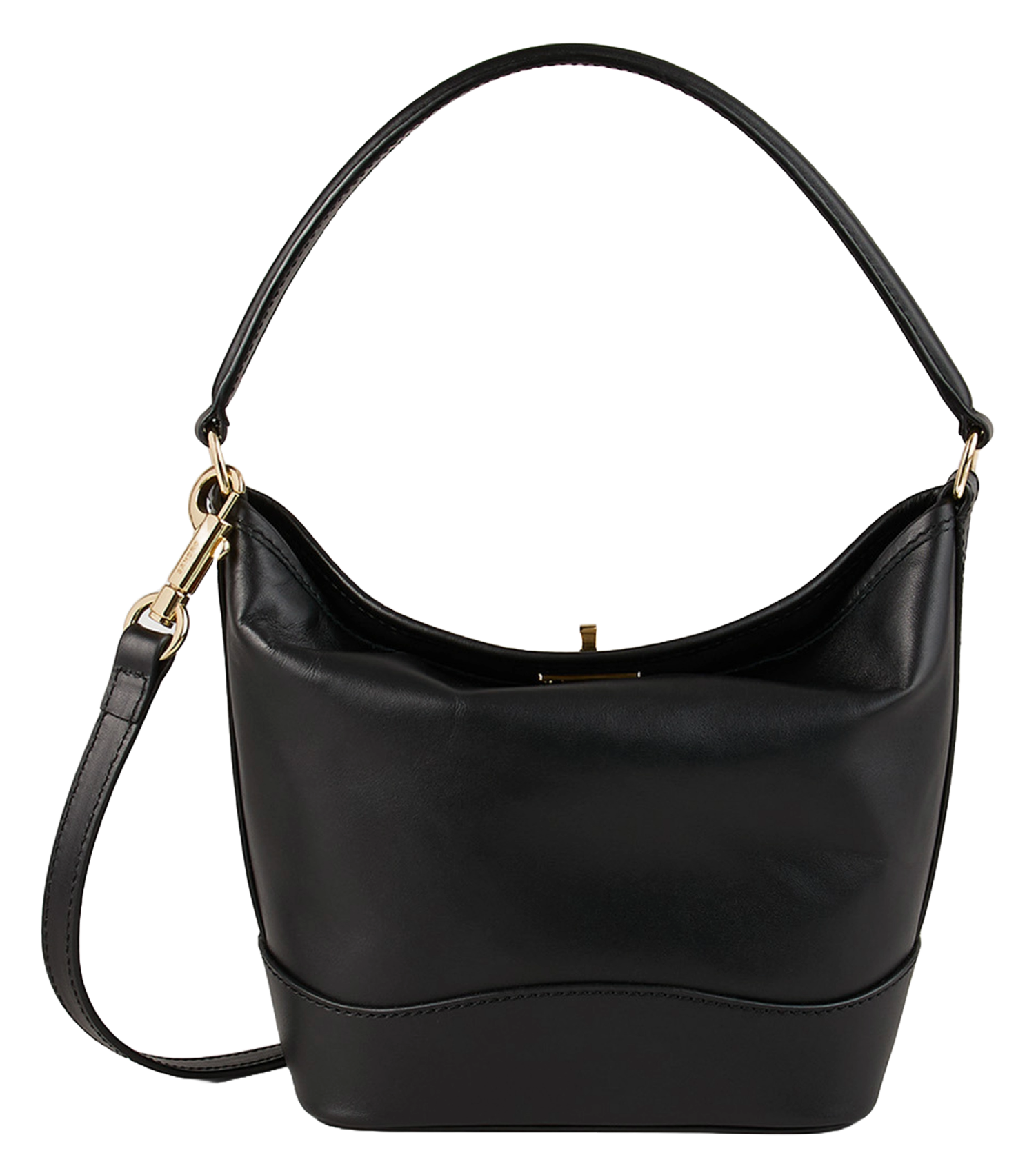 Kleine schoudertas van leer met trekkoord SANDRO Zwart