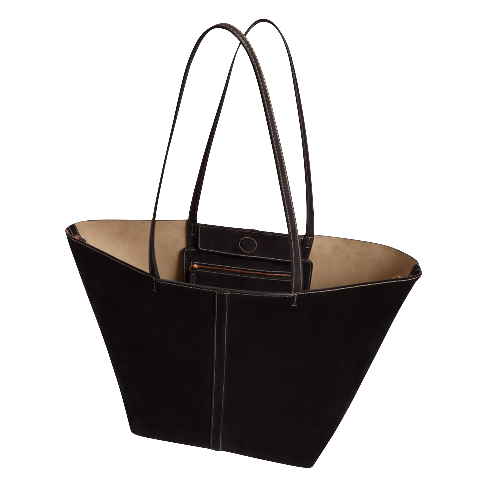 Sac cabas en cuir velours Noir