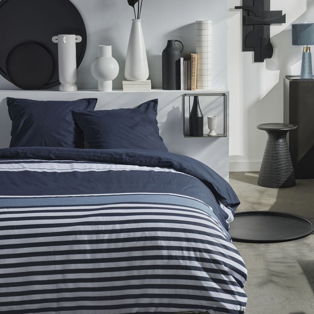 Zippered cotton printed bedding set TODAY LINGE DE MAISON Blue