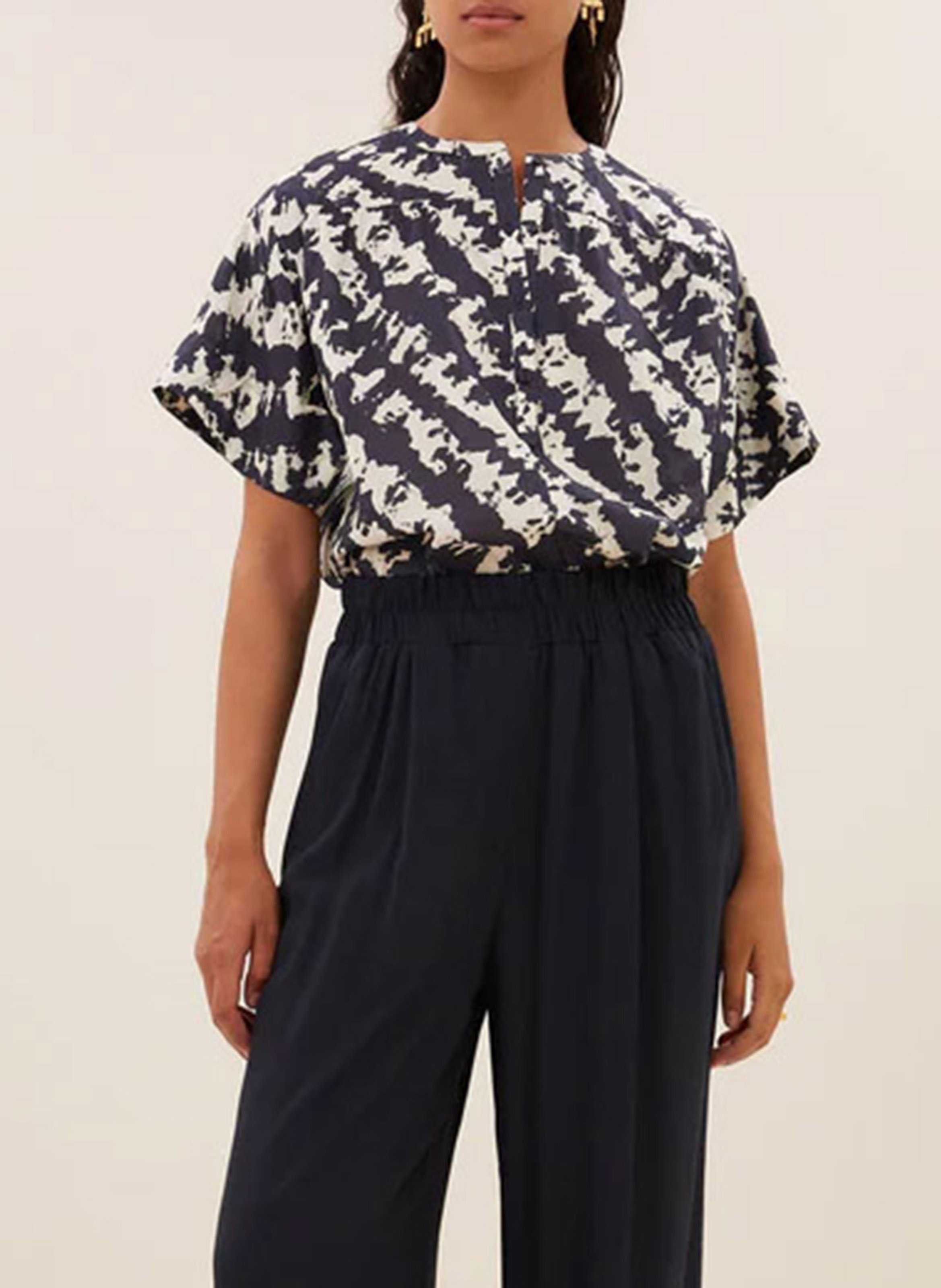 Round-neck cotton blouse BY BAR Black