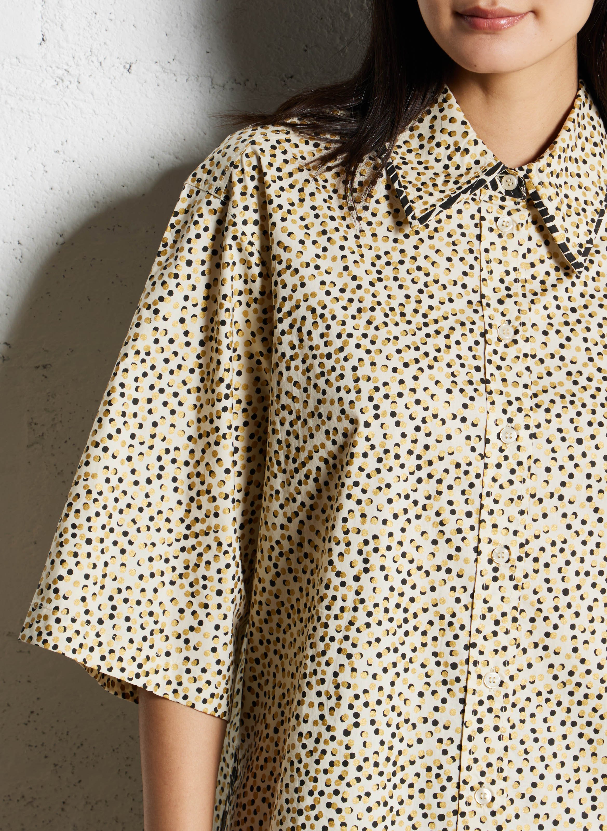 Classic-collar printed cotton shirt MES DEMOISELLES Multicolored