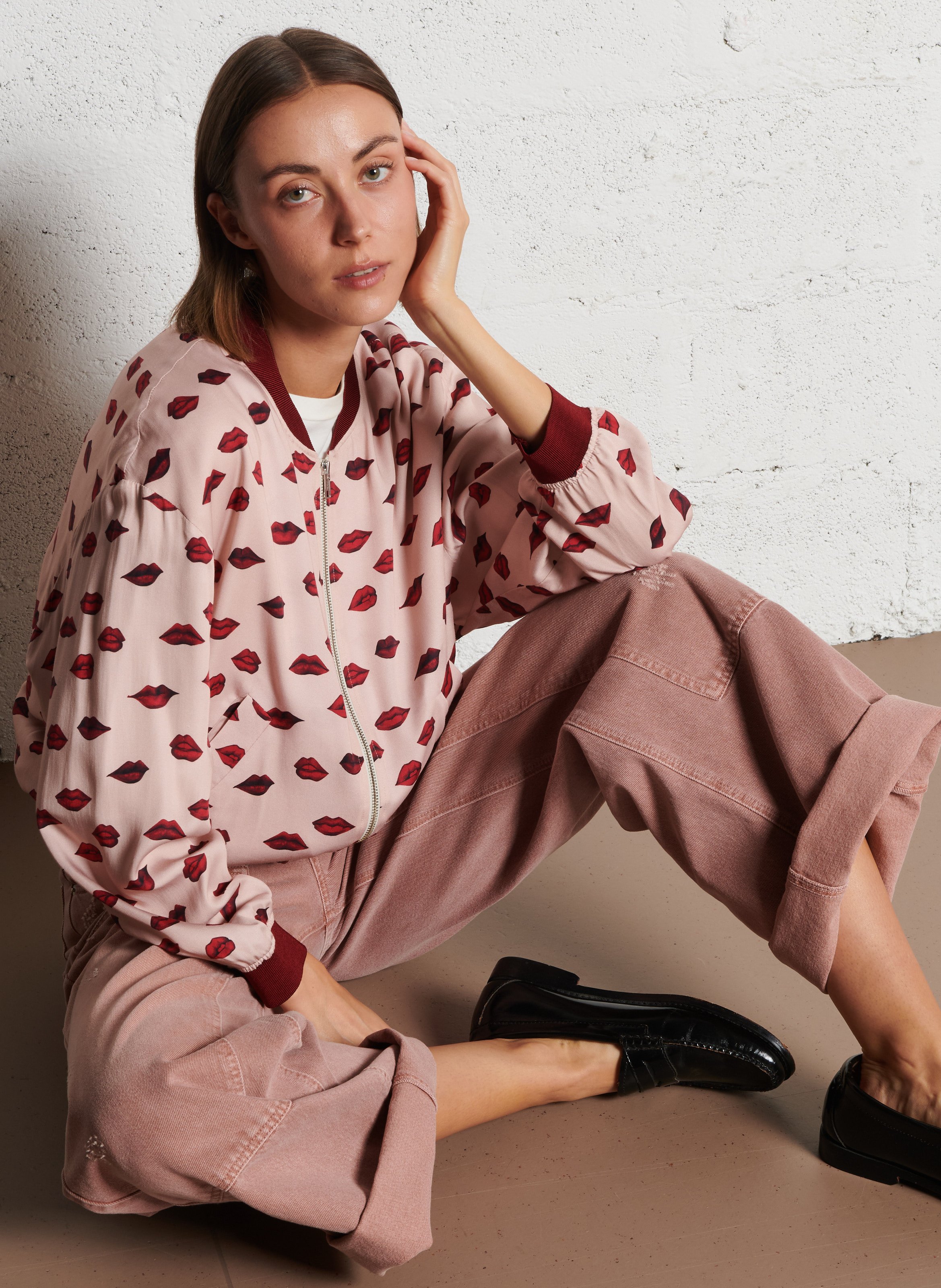 Printed straight jacket IKKS Pink