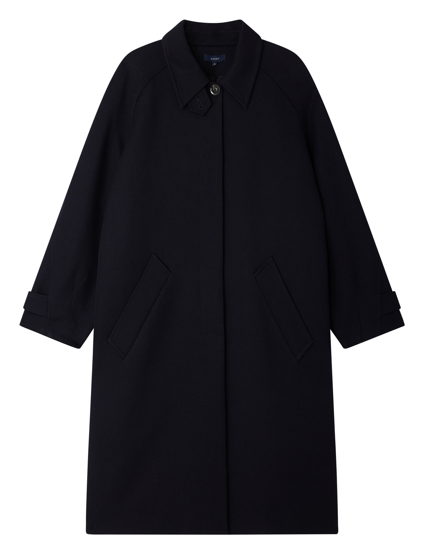 Manteau oversize col classique en laine SOEUR Bleu