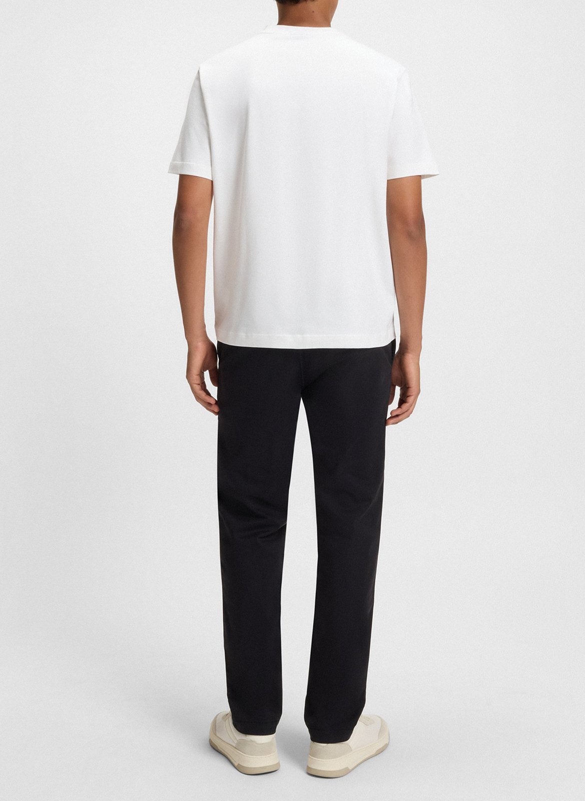 Round-neck cotton-blend T-shirt with screen print BOSS White