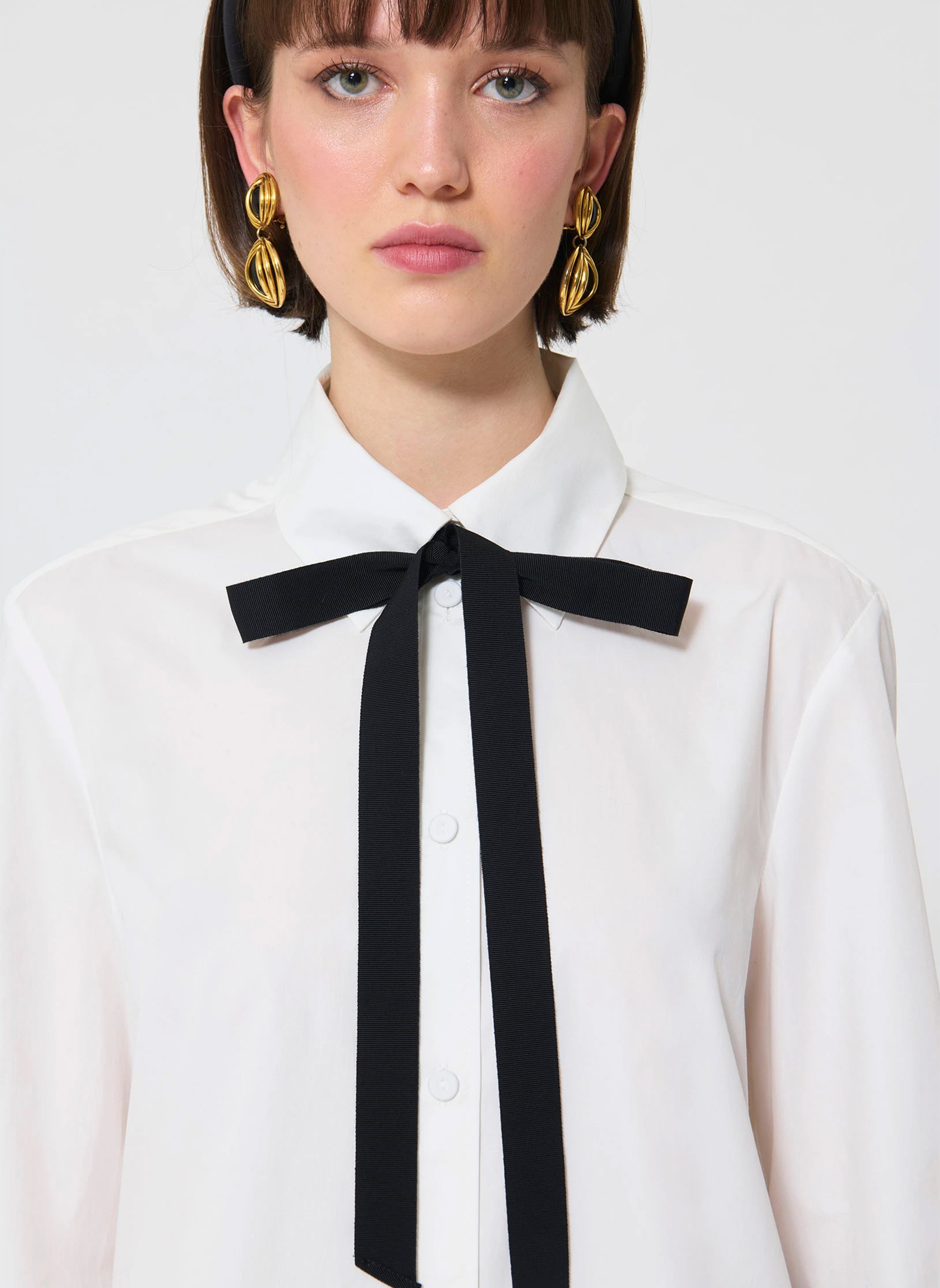 Chemise col classique manches contrastantes en coton TARA JARMON White