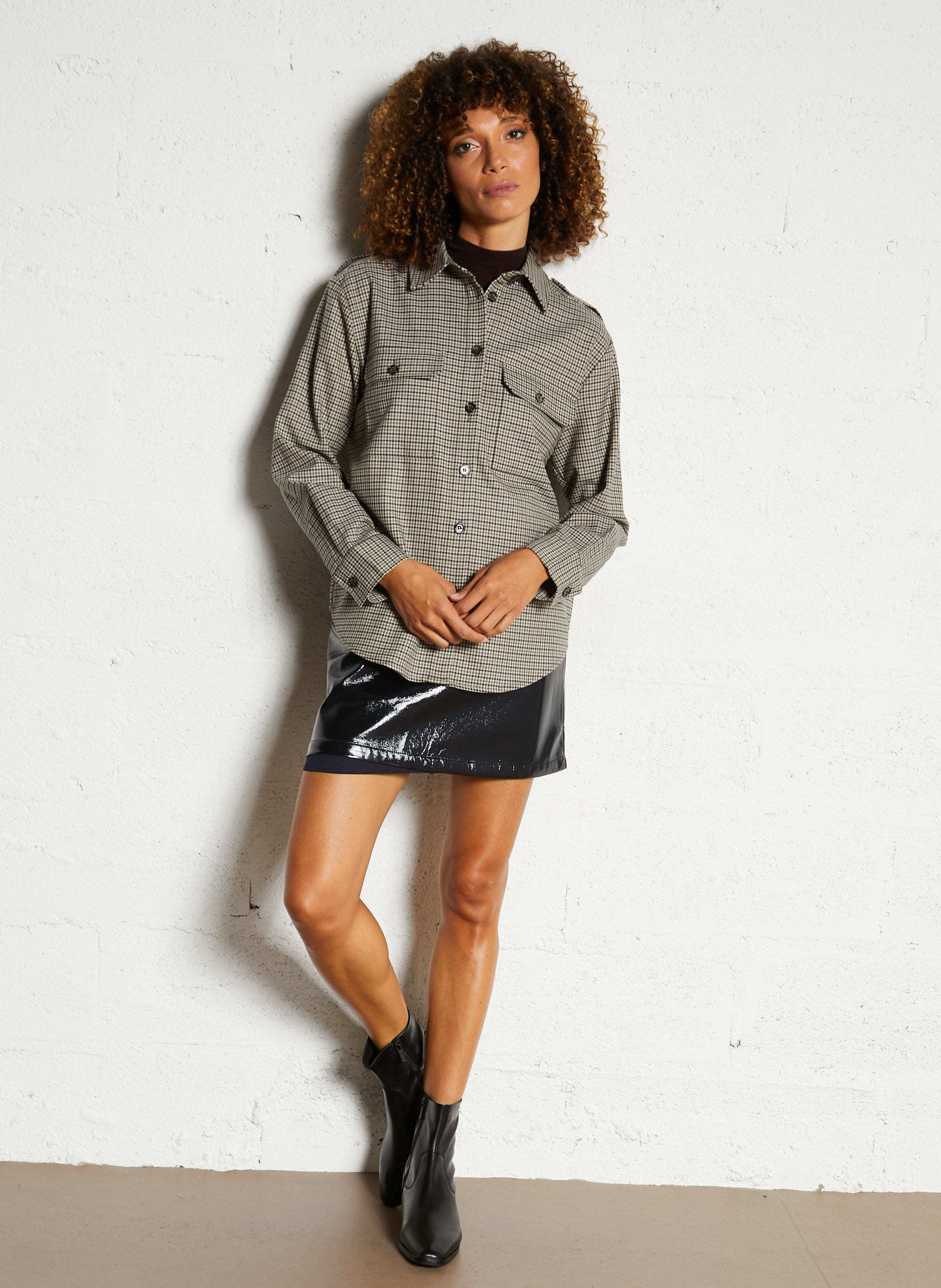 Oversized printed shirt with classic collar PETITE MENDIGOTE Beige