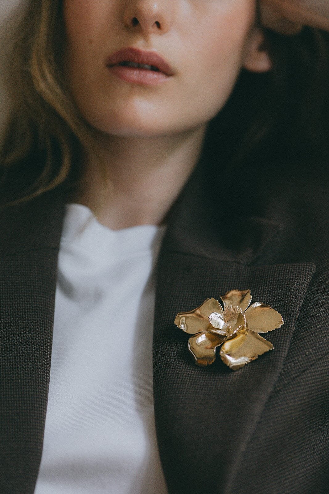 Gold-plated flower brooch MONSIEUR SIMONE Silver