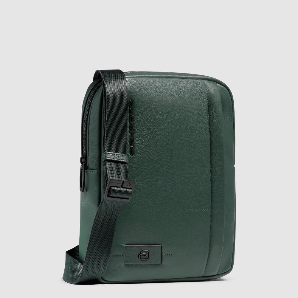Men's leather crossbody bag for iPad® with RFID protection PIQUADRO Green