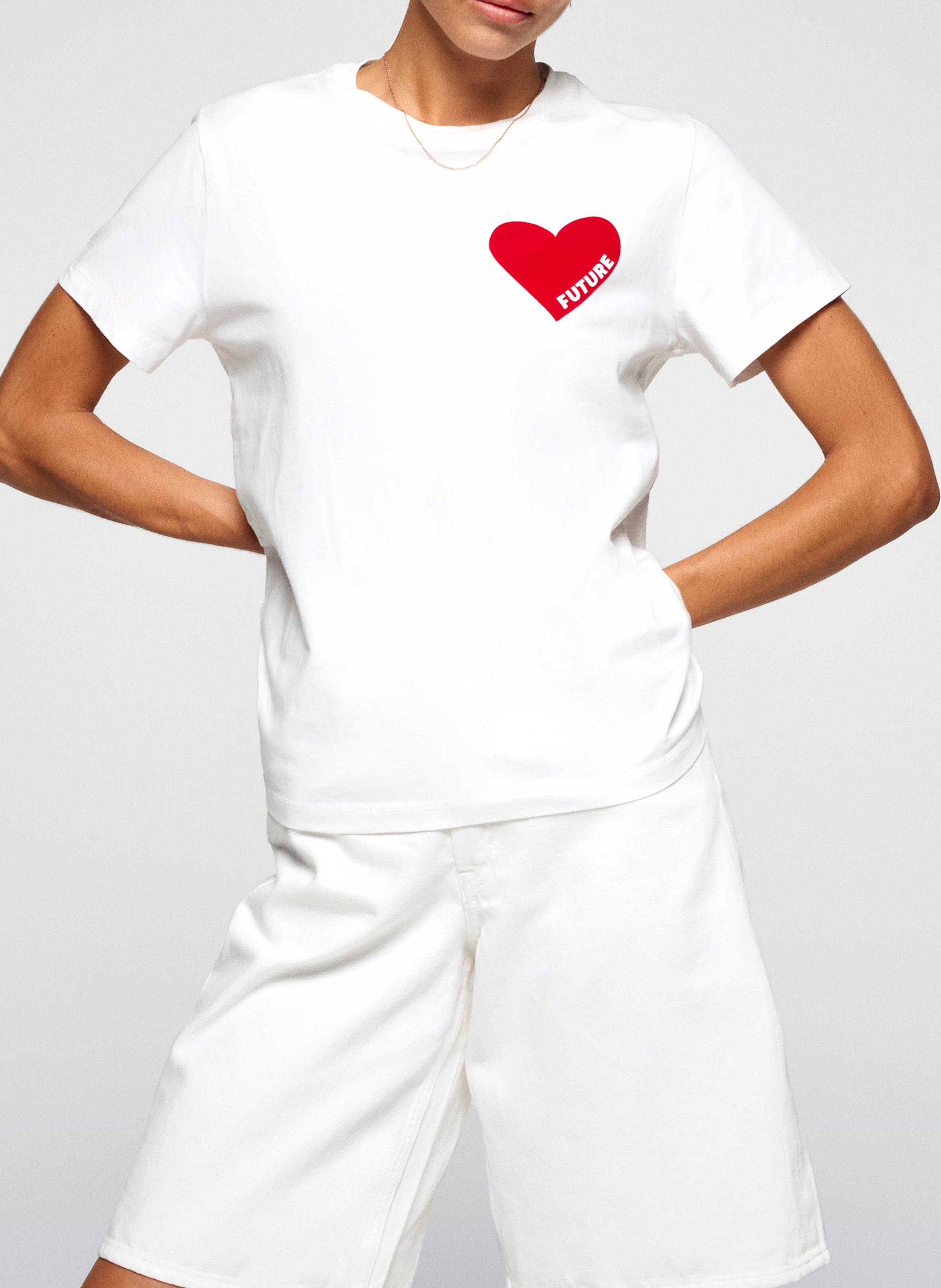 Straight-fit, katoenen T-shirt met print FROM FUTURE Wit