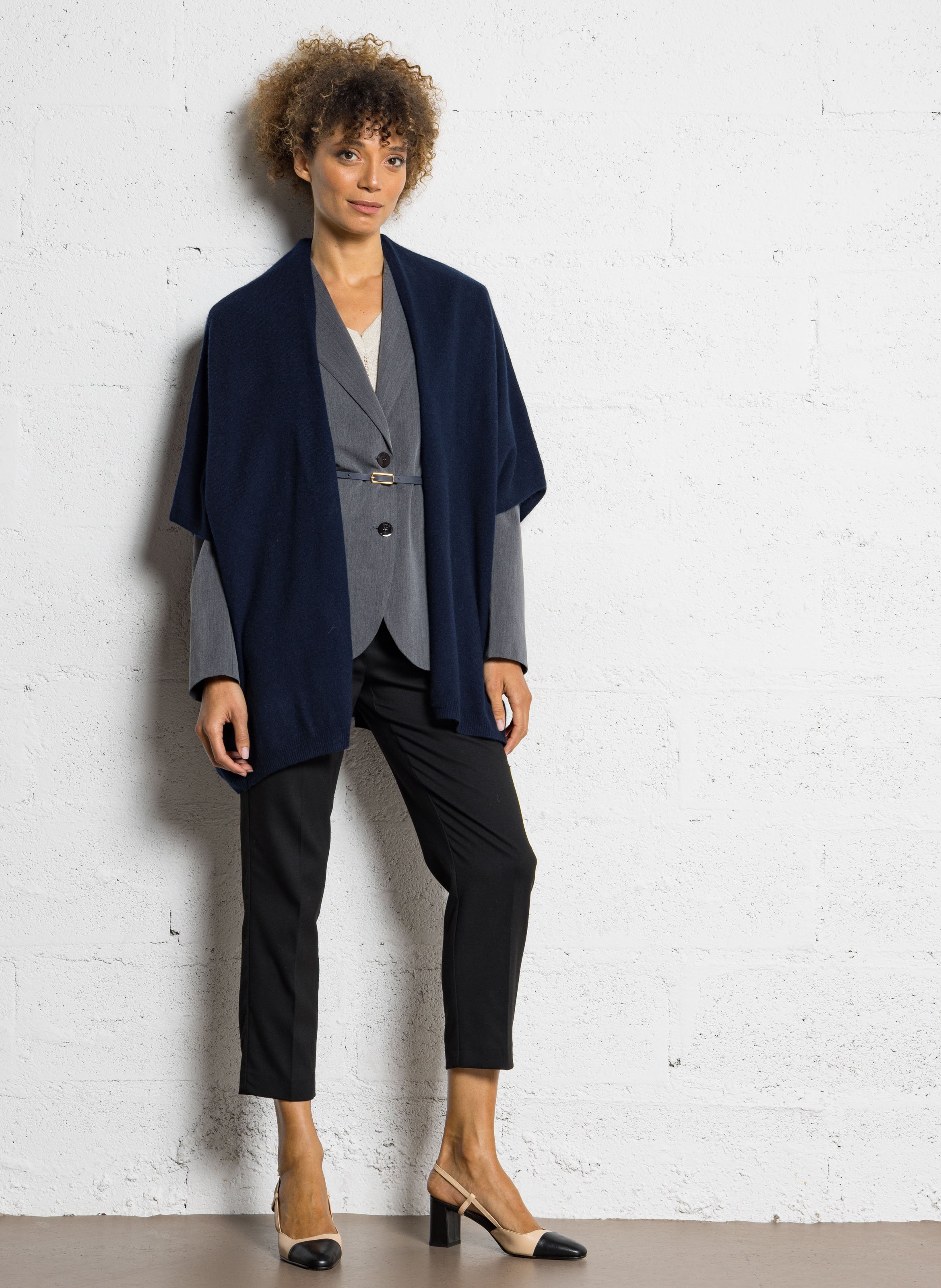 Poncho en cachemire SUD EXPRESS Bleu