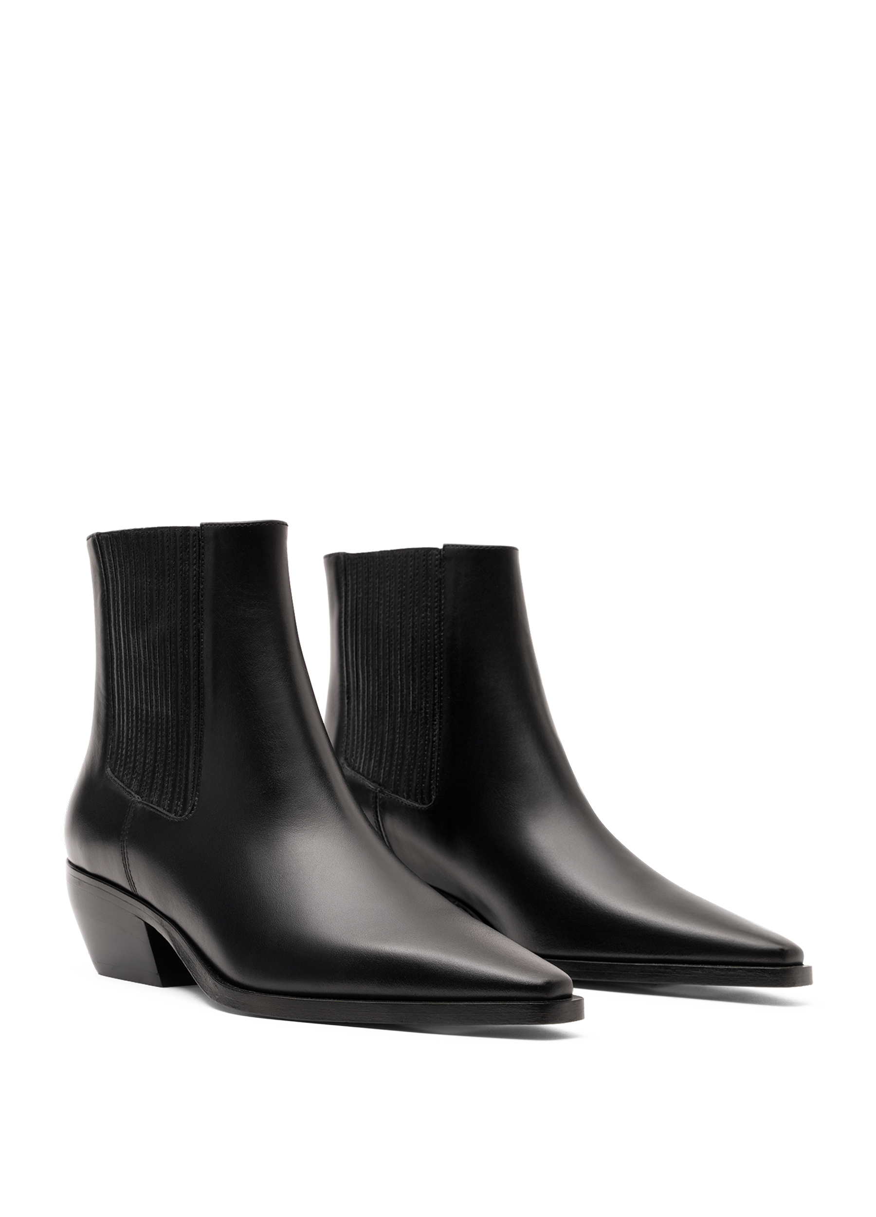 Smooth black calf leather ankle boots PARALLELE PARIS Black