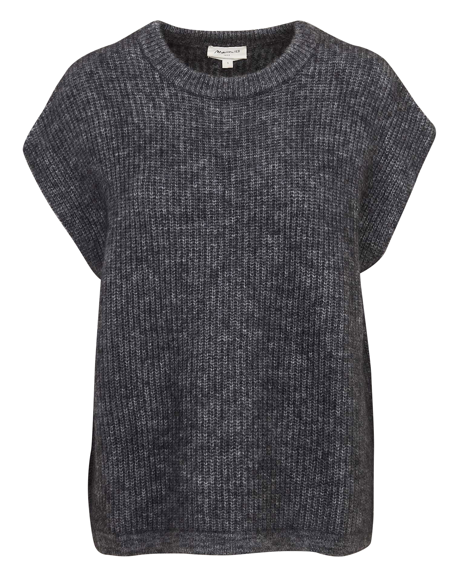 Pull oversize col rond en maille MAISON 123 Gris
