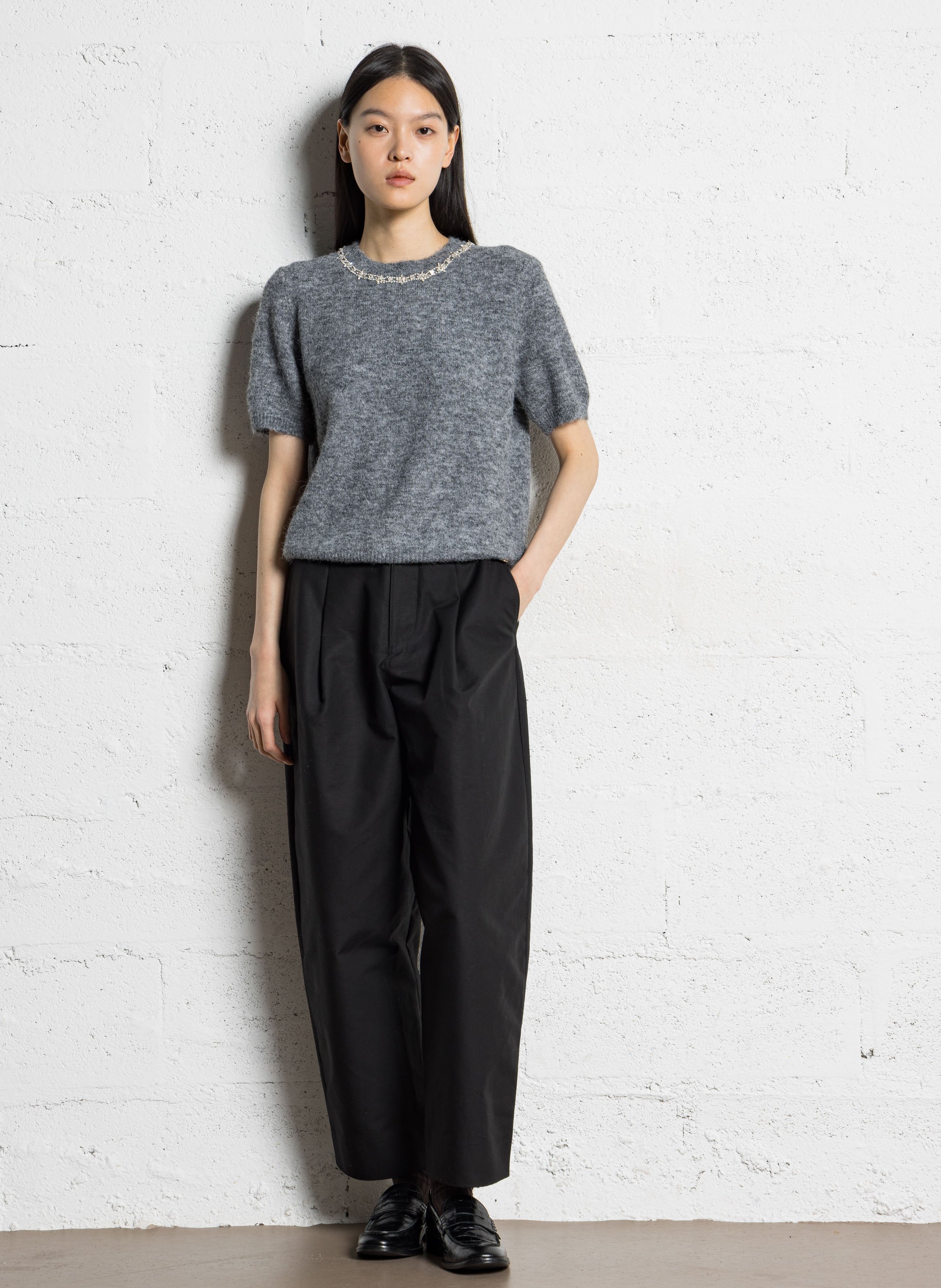 Pull oversize col rond LA PETITE ETOILE Gris