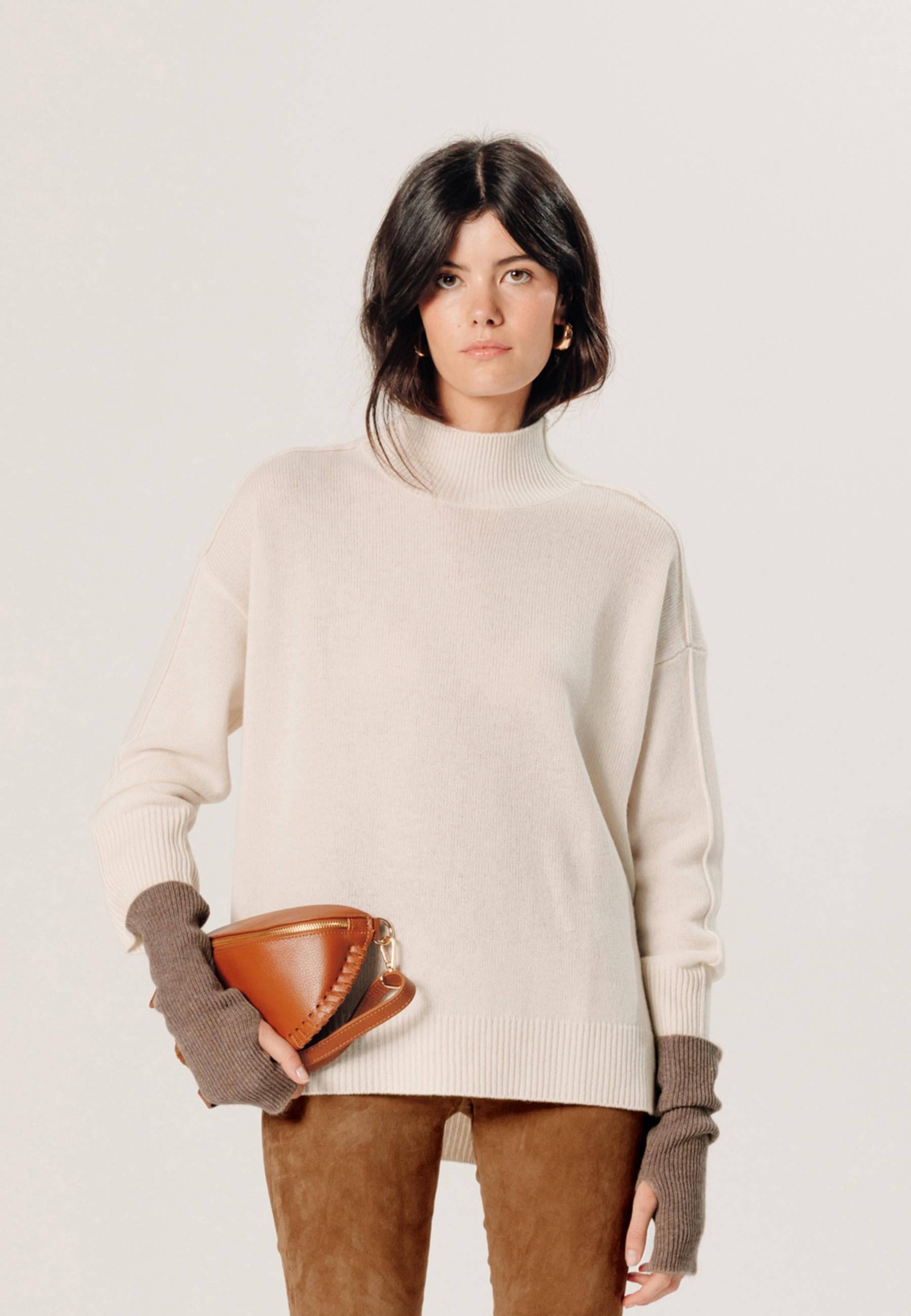 Oversized high-neck cashmere sweater RODIER White
