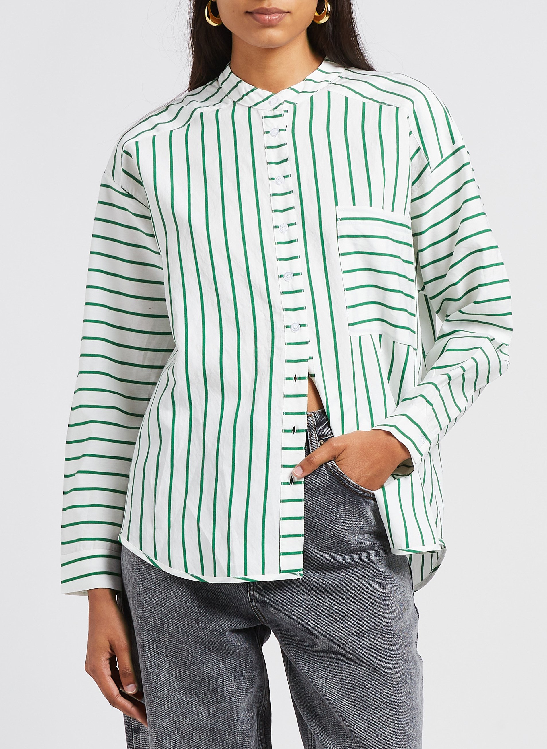 Weite Bluse mit Mao-Kragen INDEE Gestreift