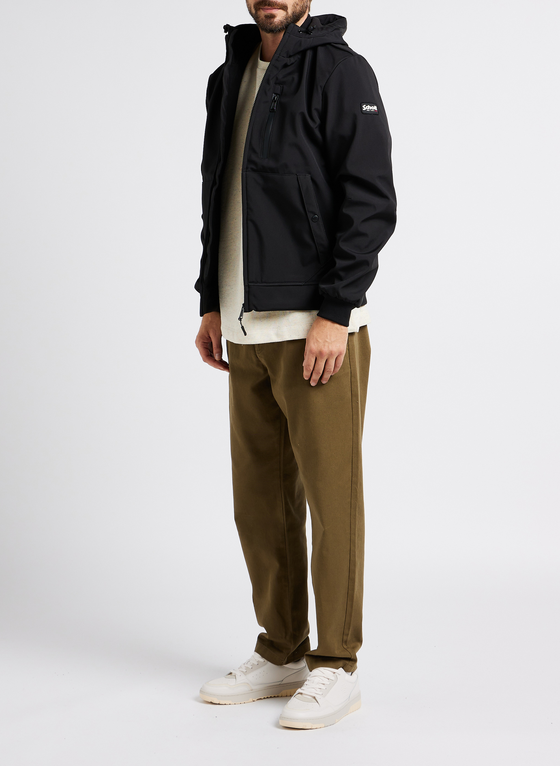 Gerade geschnittene Kapuzenjacke SCHOTT Schwarz