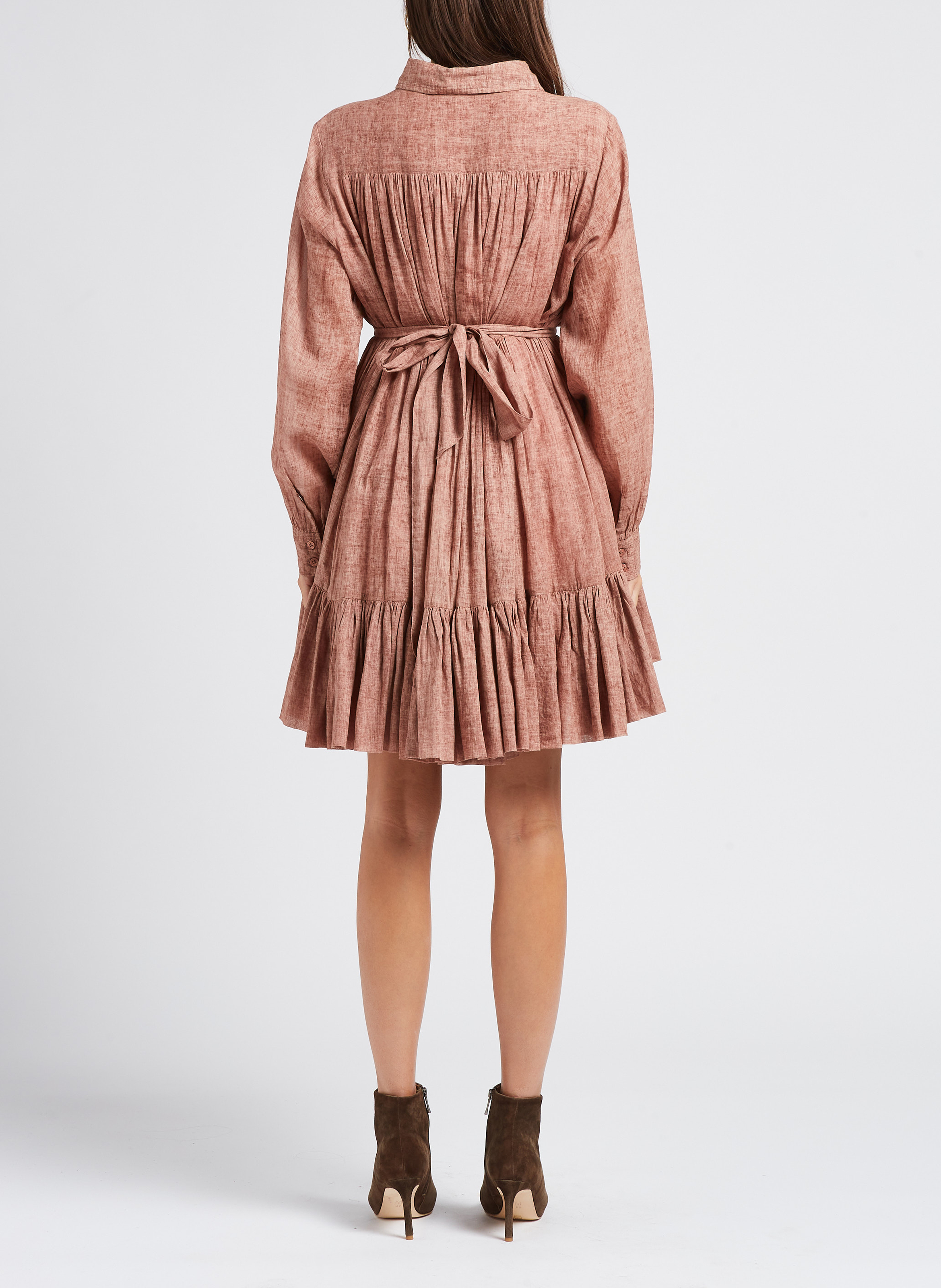 Kurzes Baumwollkleid mit Hemdkragen MES DEMOISELLES Rosa