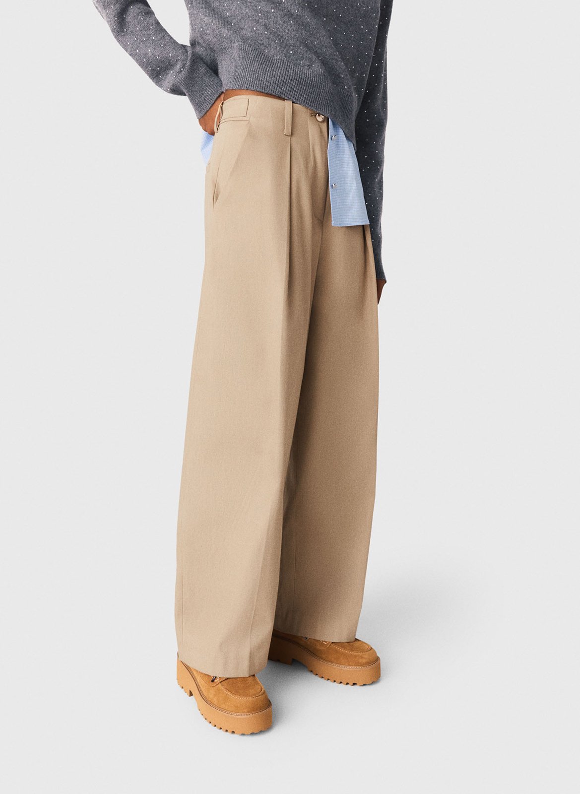 Pantalon large ballon en coton MAJE Beige