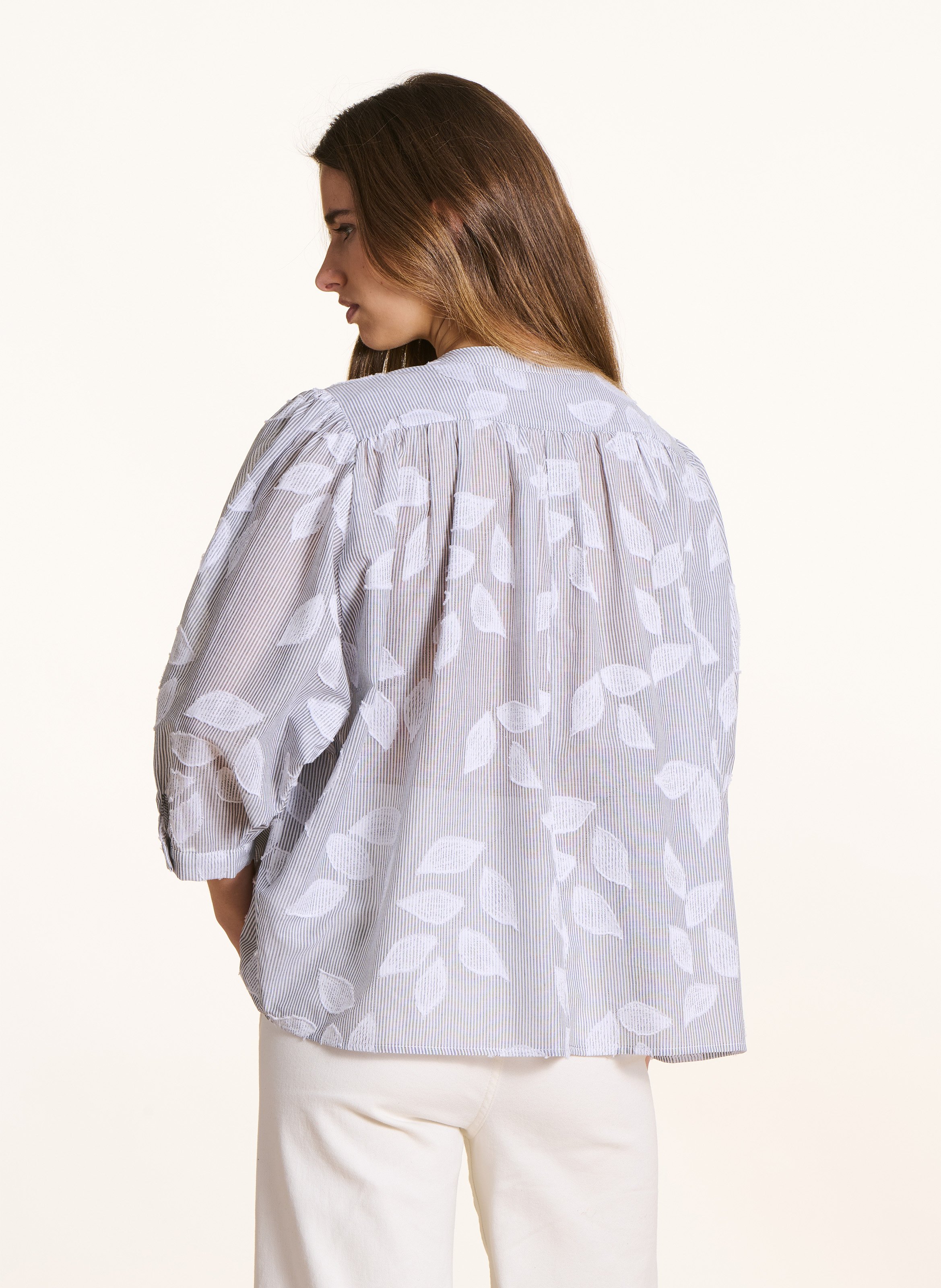 Chemise ample col mao en coton LA FEE MARABOUTEE Noir