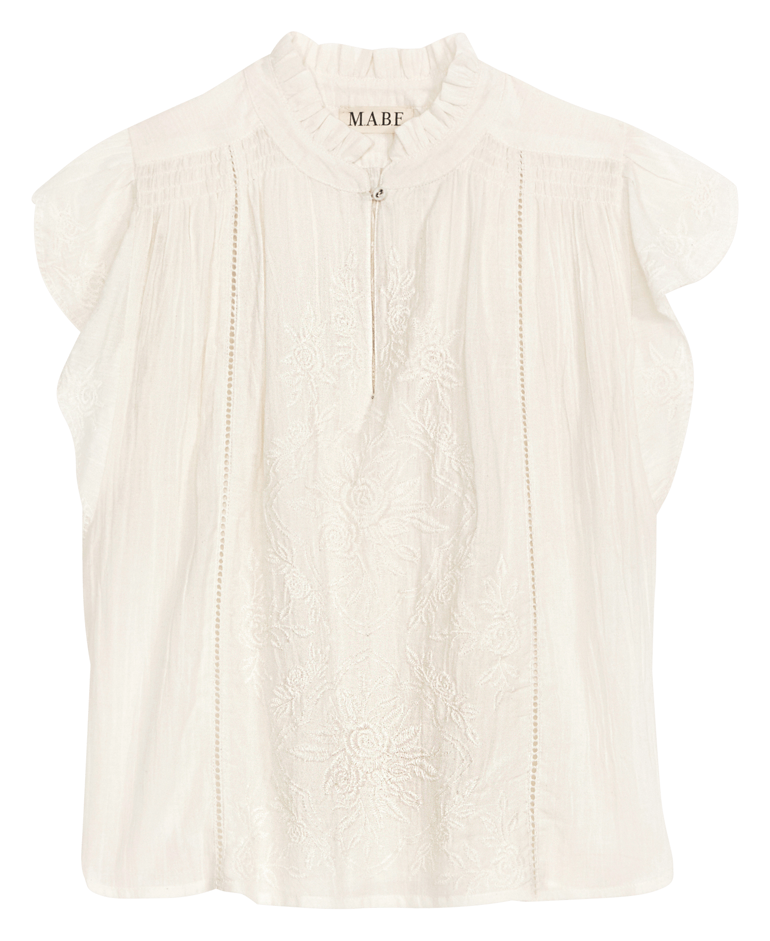 Blouse droite col rond en coton M.A.B.E Blanc