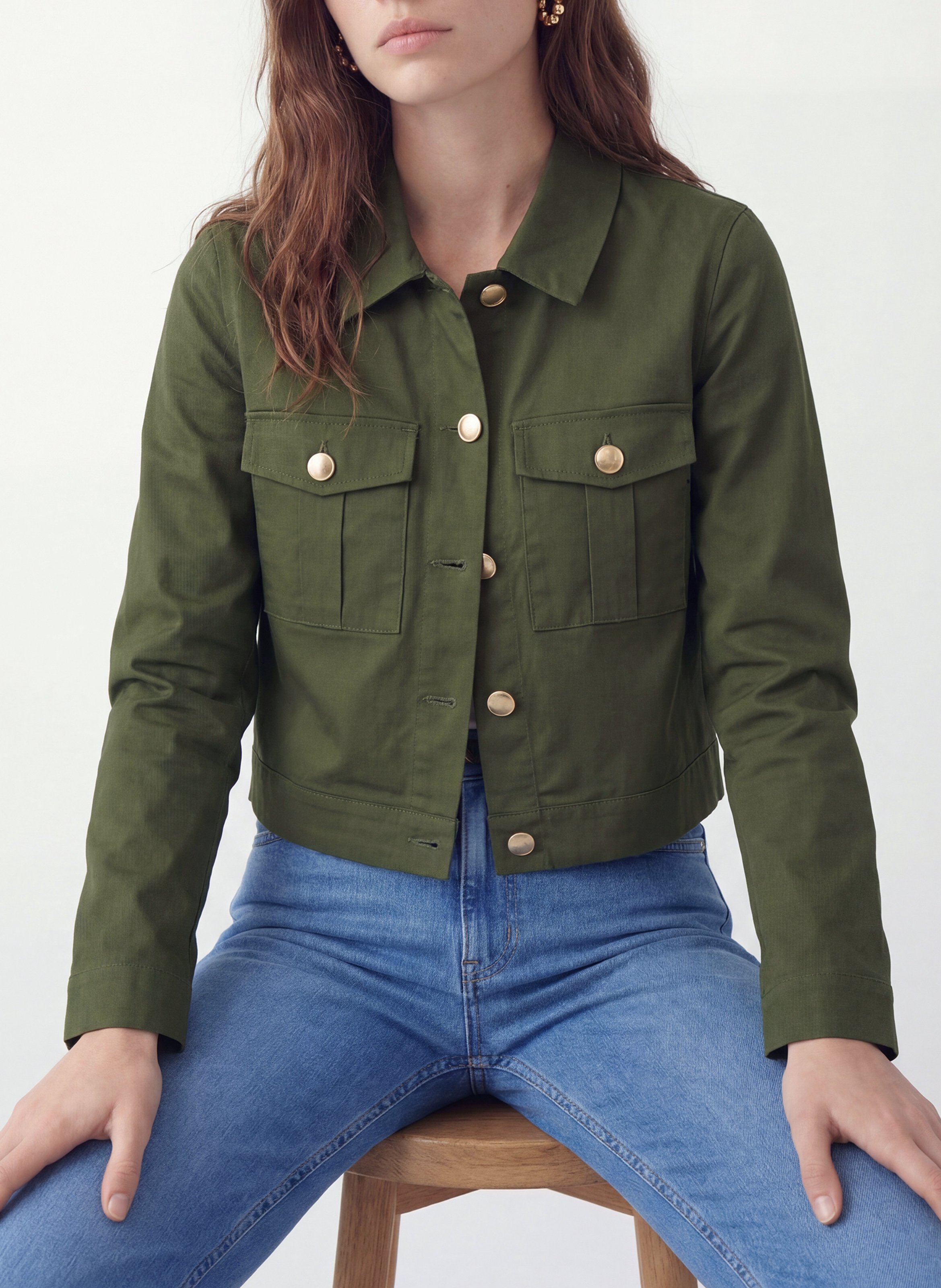 Baumwoll-Mix-Jacke mit klassischem Kragen KOOKAI Khaki