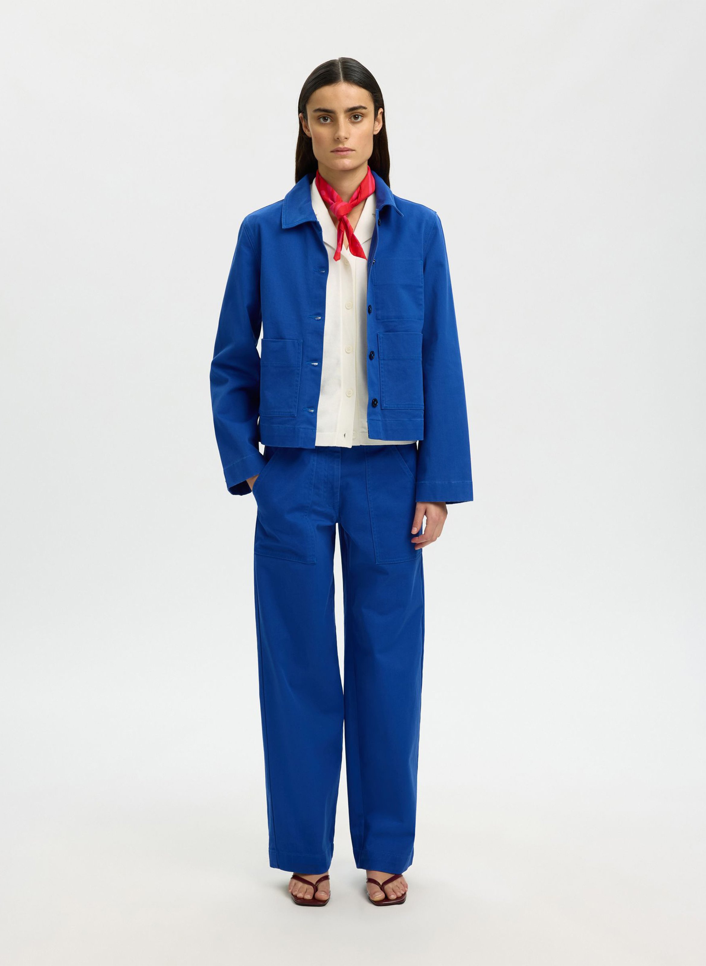 Printed organic cotton shirt SELECTED Beige