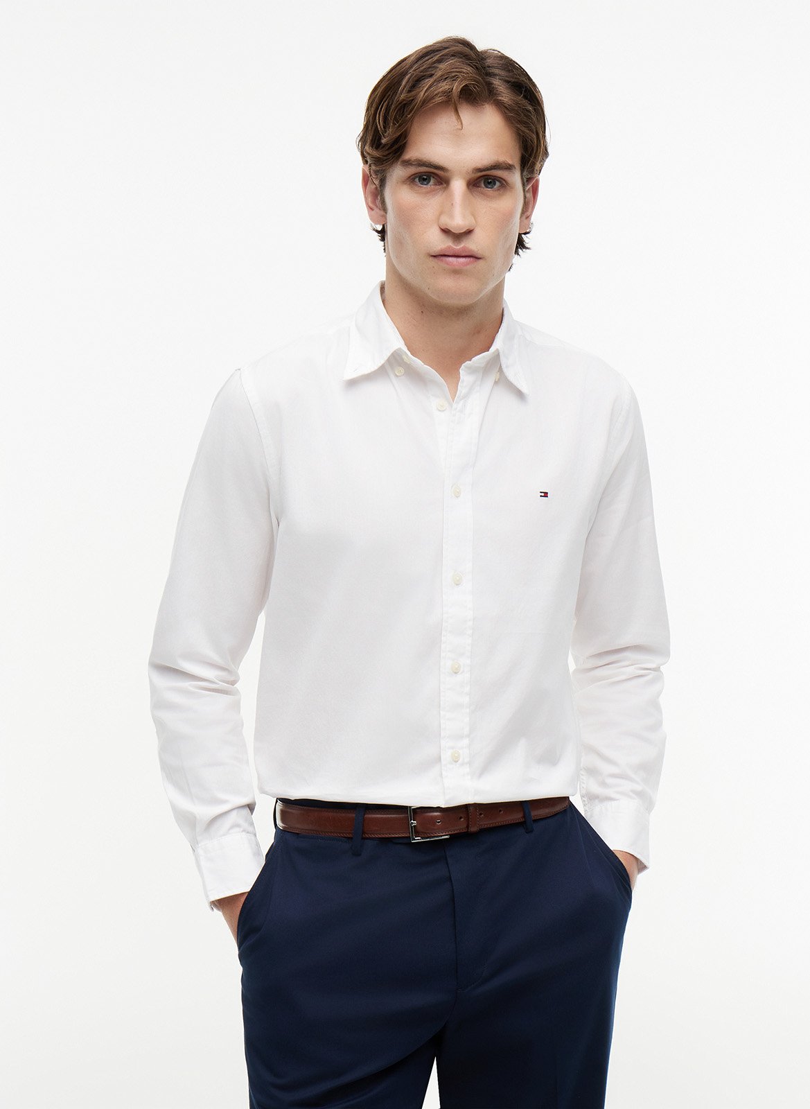 Rechte katoenen blouse met knoopsluiting TOMMY HILFIGER Wit