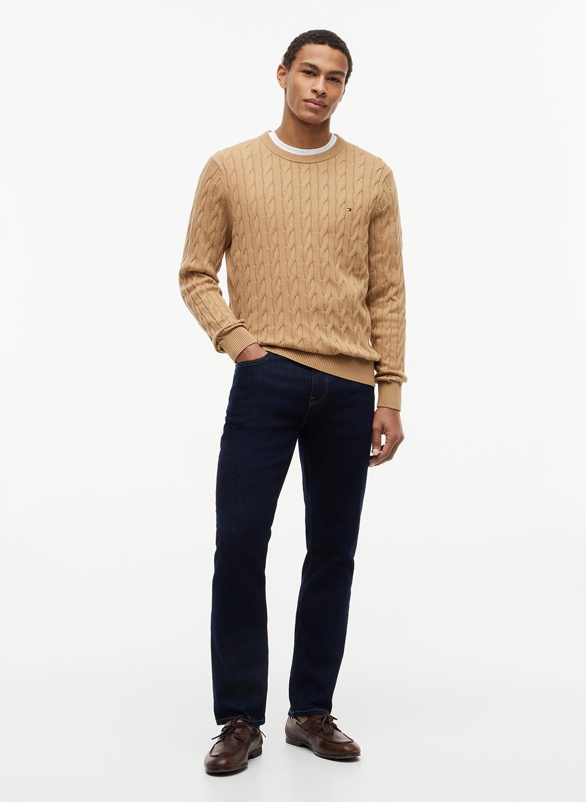 Rechte trui van biokatoen met ronde hals TOMMY HILFIGER Kaki