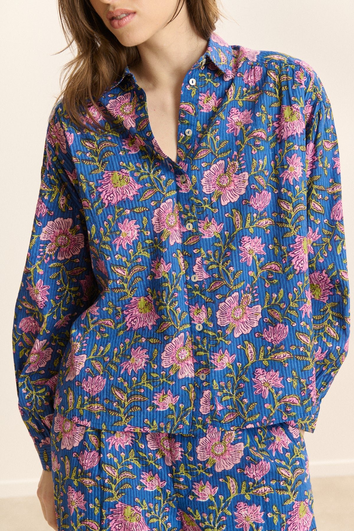 Printed long-sleeved shirt GARANCE PARIS Blue