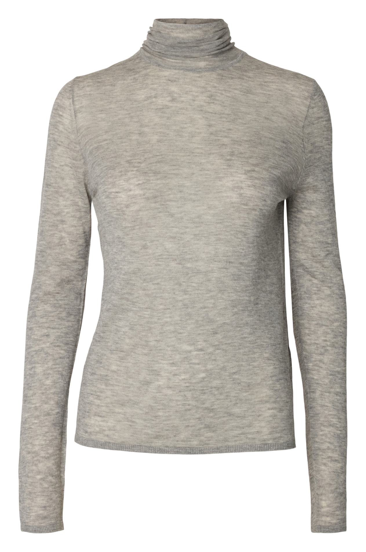 Tee-shirt col roulé uni en laine SELECTED Gris