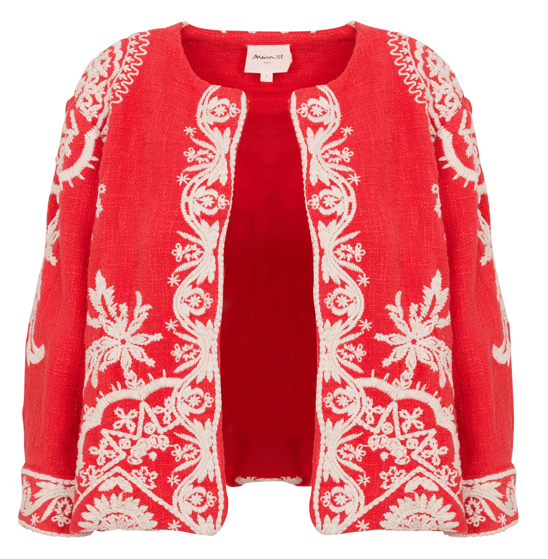Veste col rond en coton MAISON 123 Rouge
