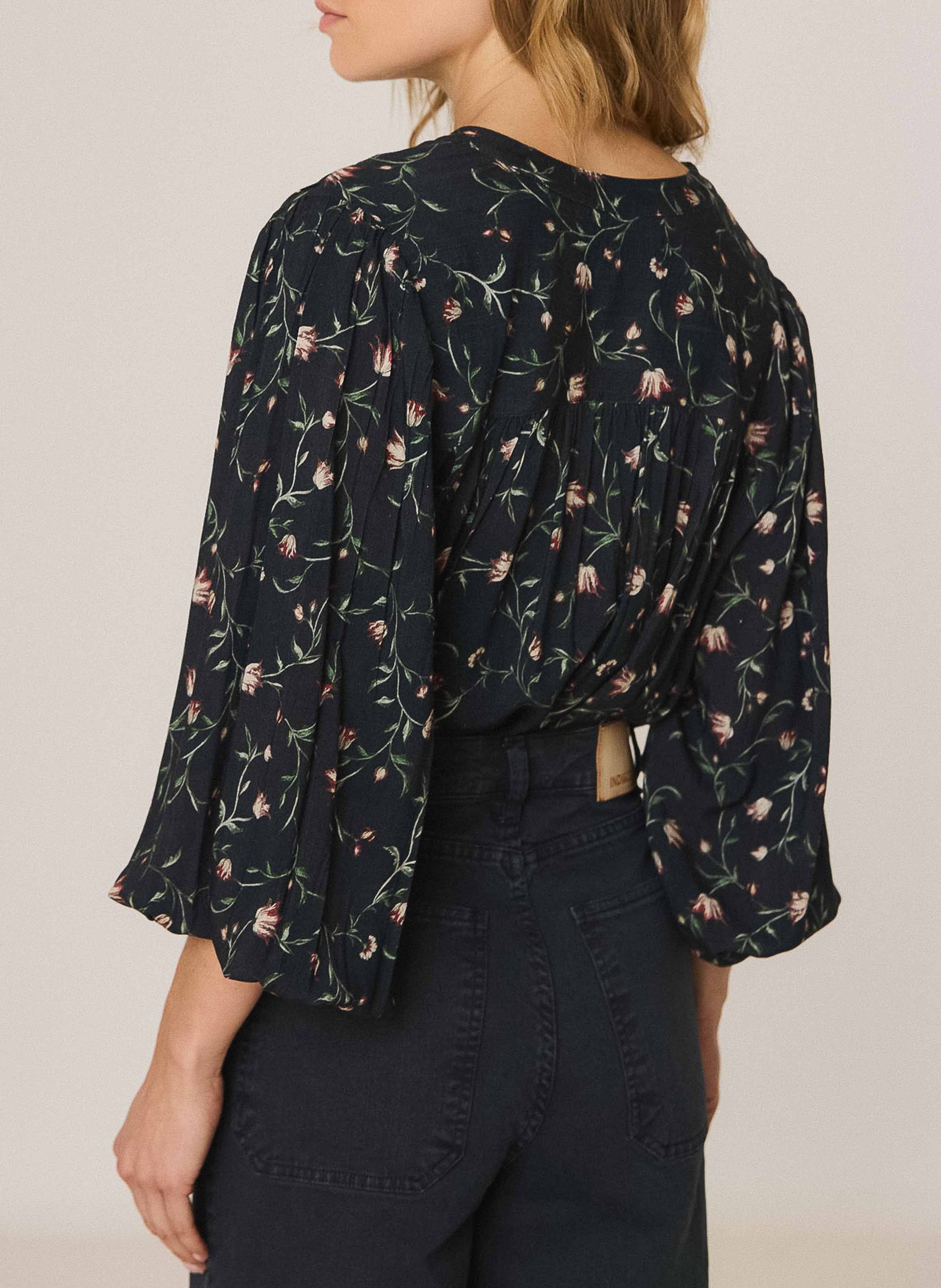 Weite Bluse mit Print INDI & COLD Blau