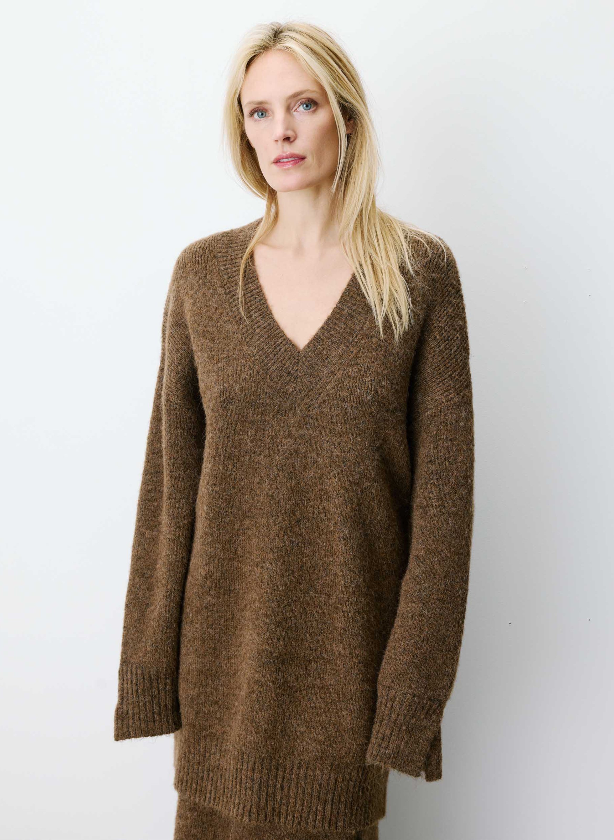 Short oversized knit dress GRACE ET MILA Brown