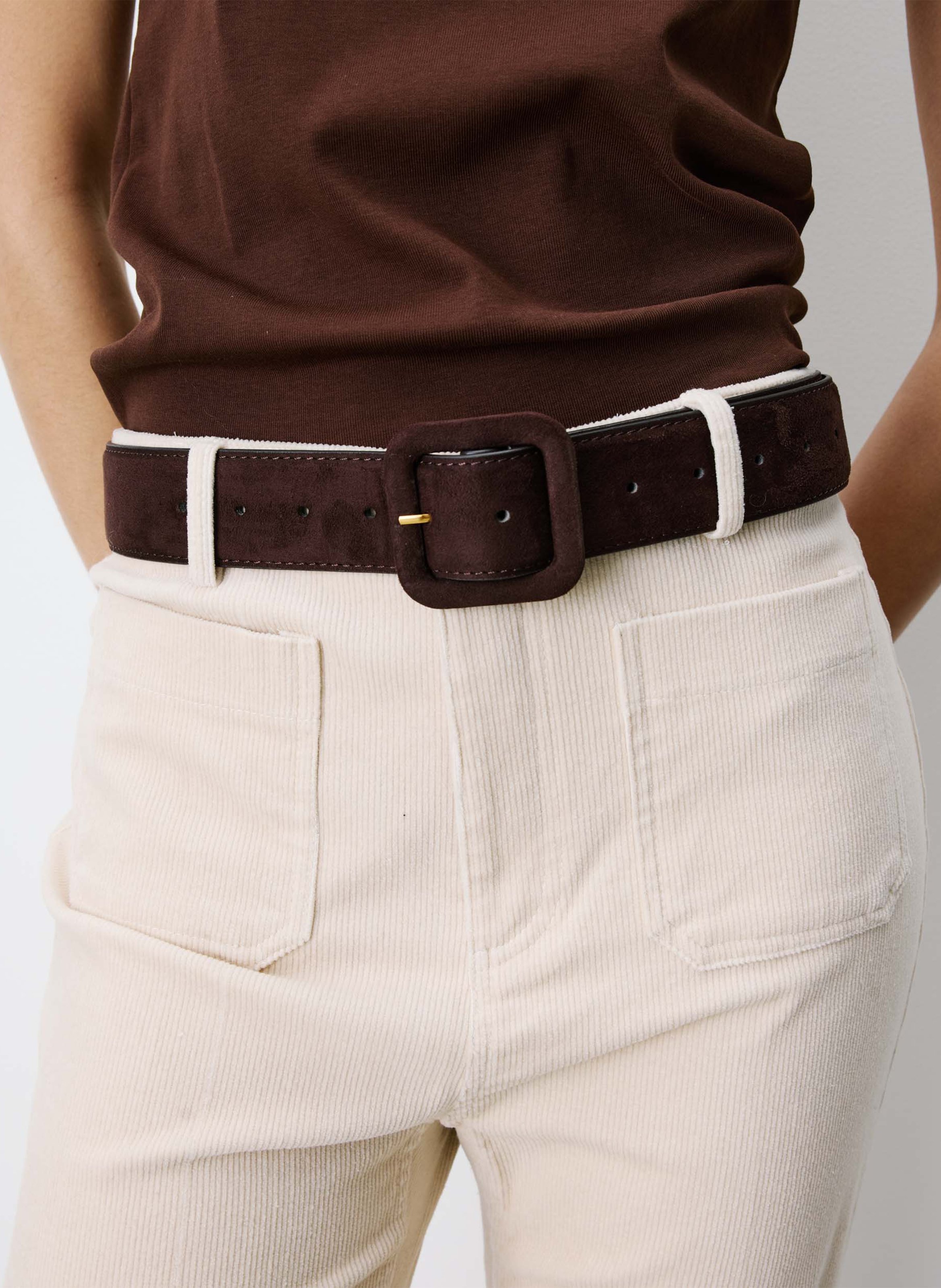 Ceinture en cuir velours GRACE ET MILA Marron