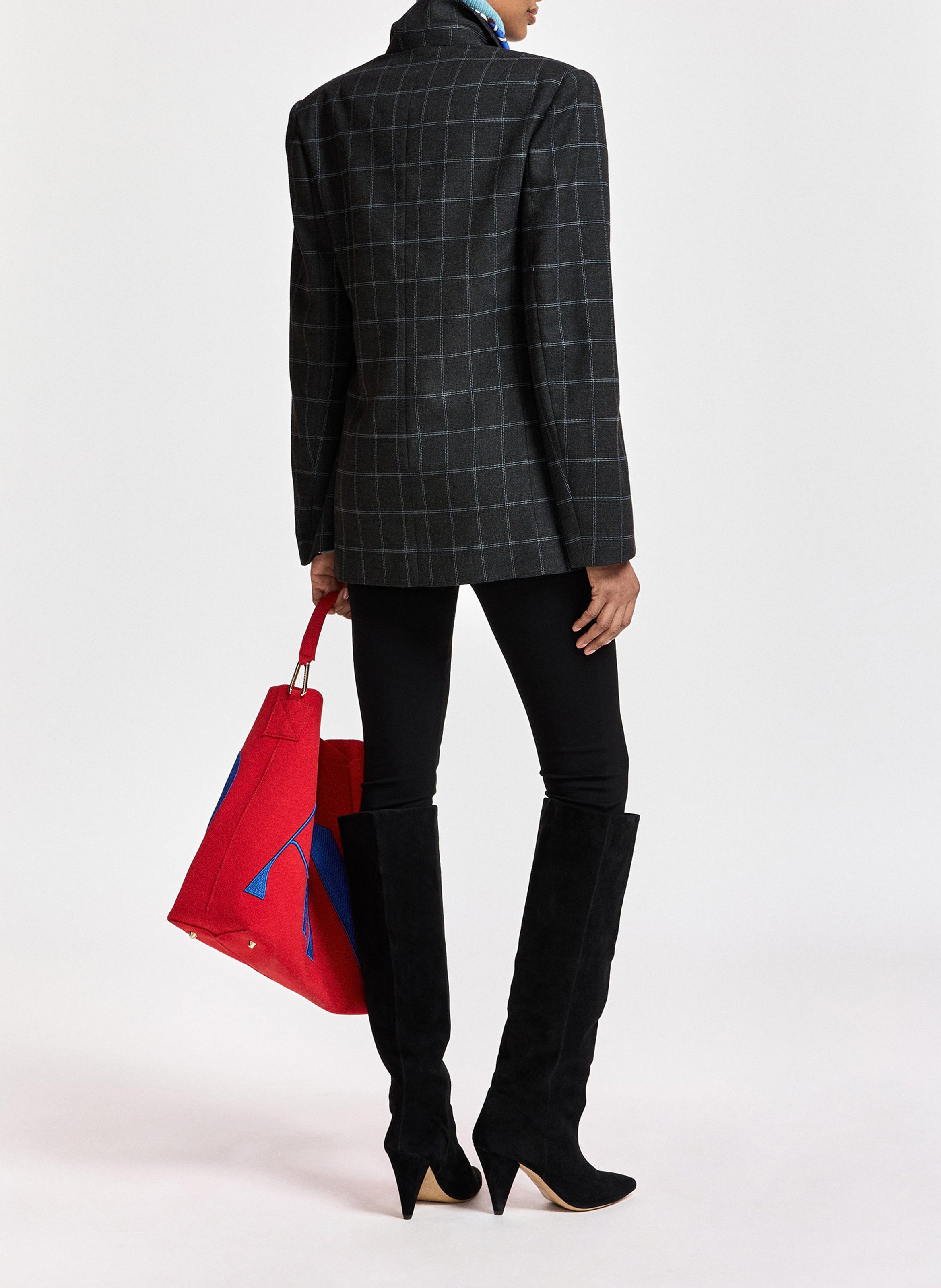 Oversized blazer with checkered lapel ESSENTIEL ANTWERP Grey