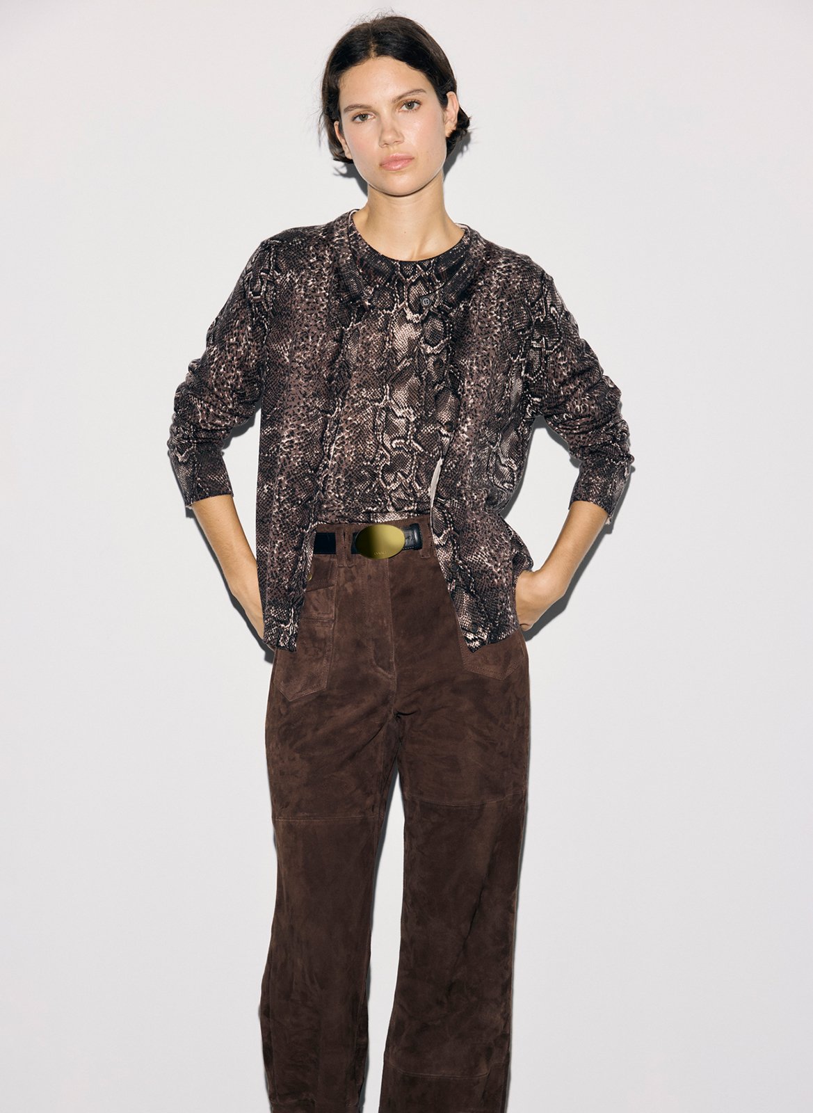 Wollen vest met pythonprint GERARD DAREL Bruin